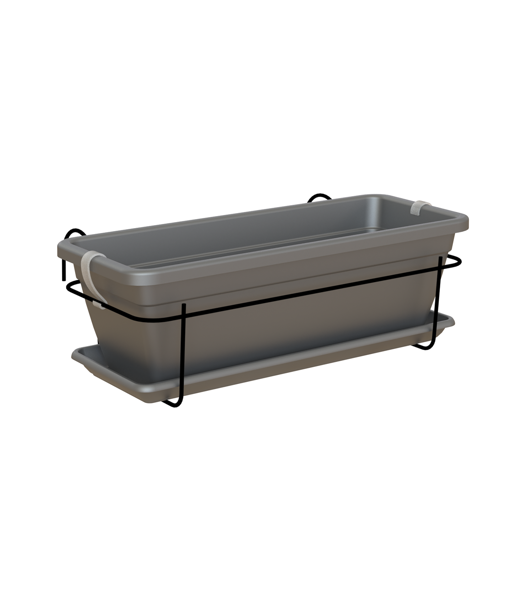 Kit jardinera y plato venezia antracita 60x19,5x16,3cm