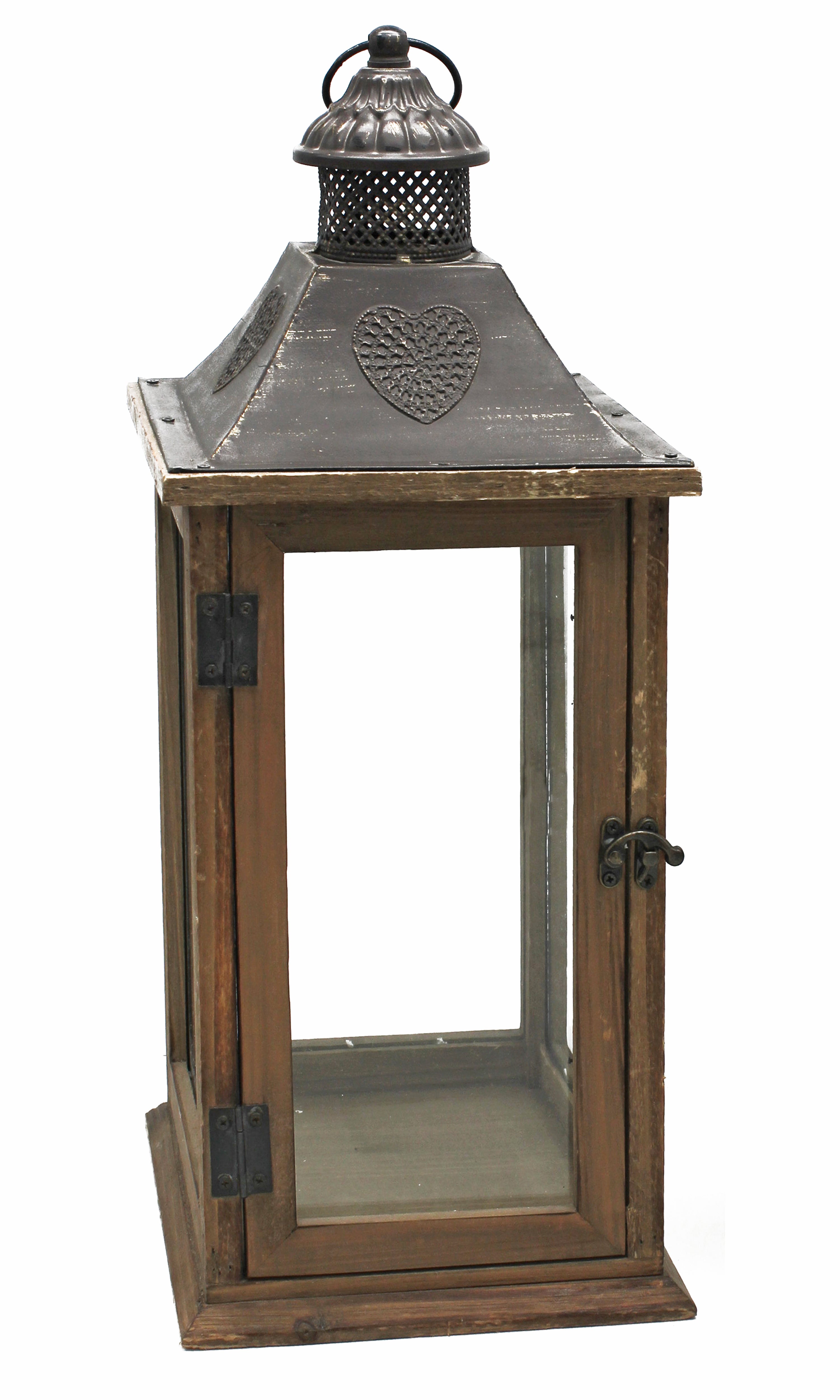 Farolillo de madera 21x21x48 cm marrón