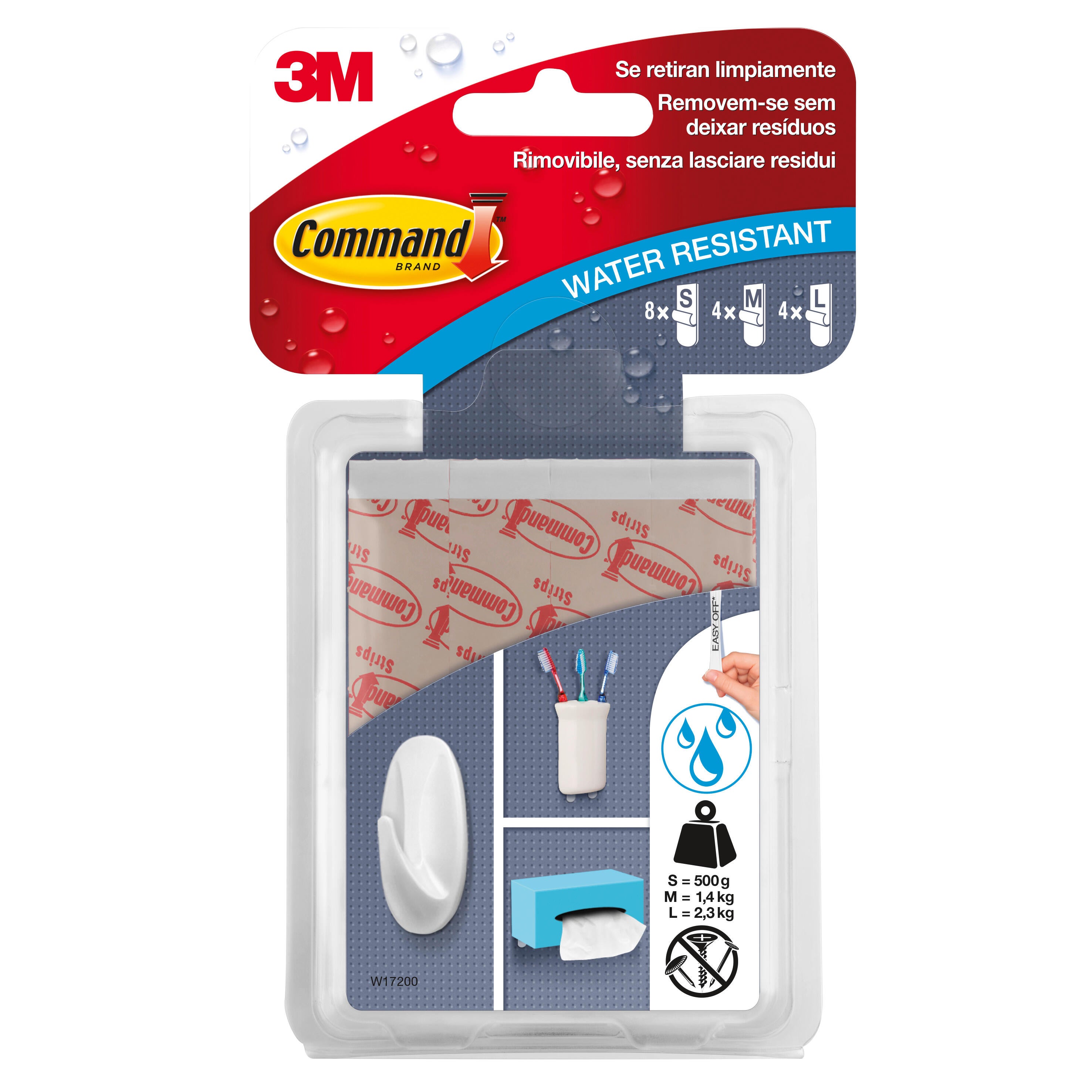 Pack 16 tiras adhesivas resistentes al agua, diferentes tamaños: 8 s, 4 m y 4 l