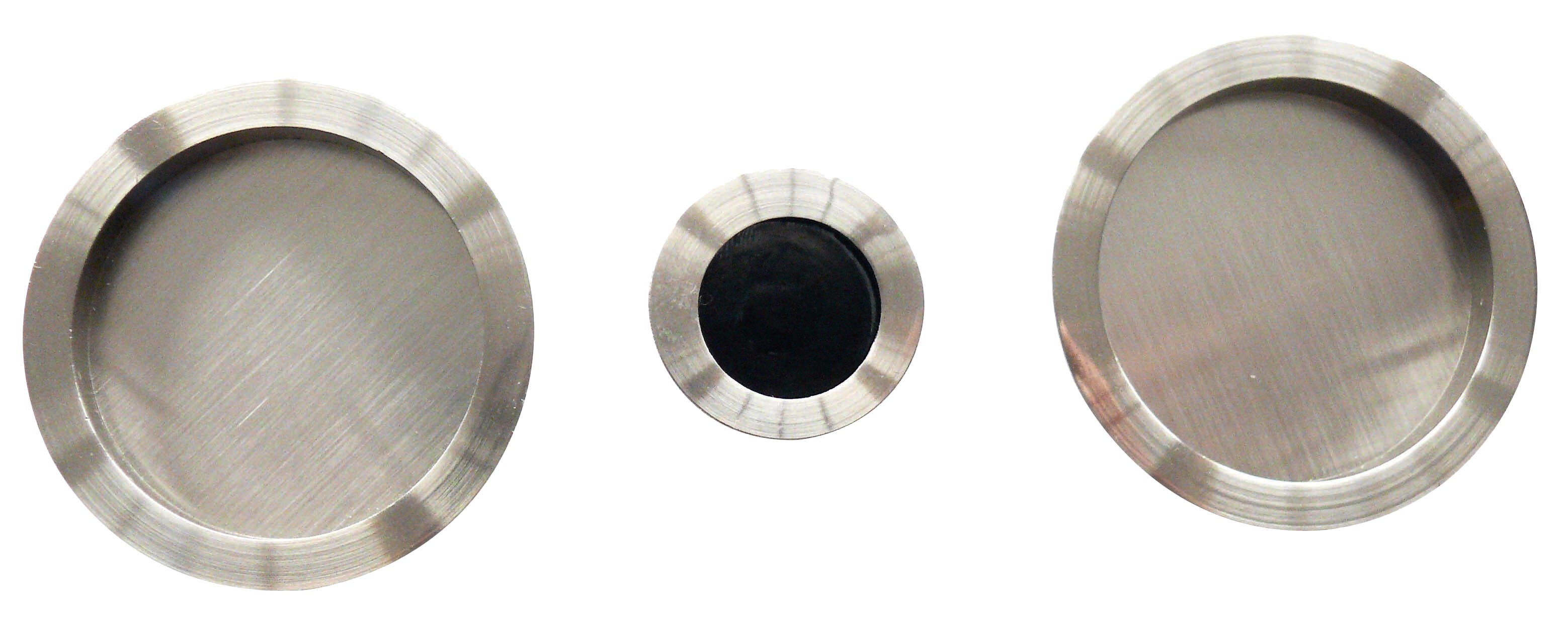 2 tirador uñero de embutir para puerta de armario en acero niquelado de 40 mm