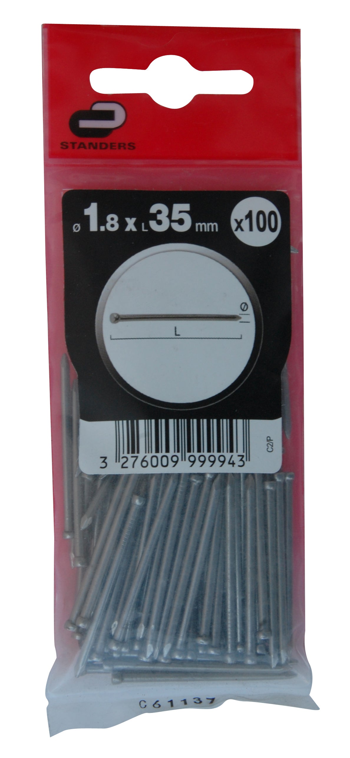 100 Pregos STANDERS SEM CABEÇA 1.8X35 MM - 2