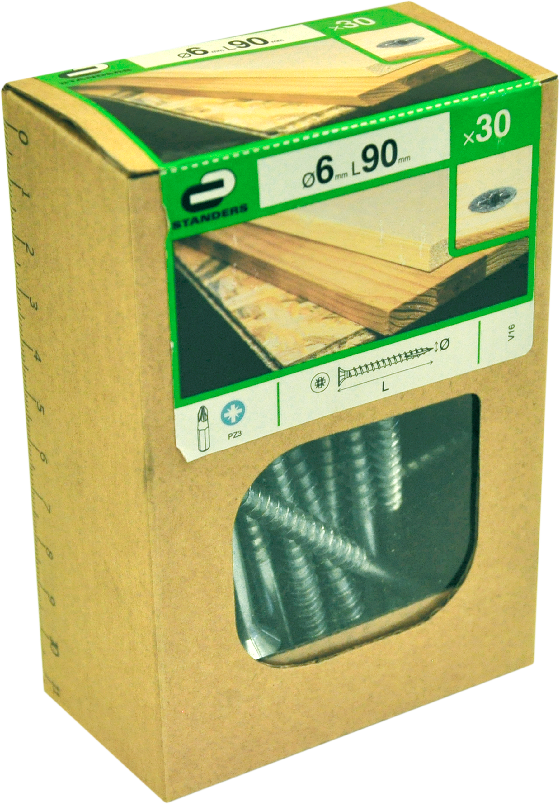 30 Tornillo para madera STANDERS pozidriv con cabeza avellanada, ø 6 x L. 90 mm - 2