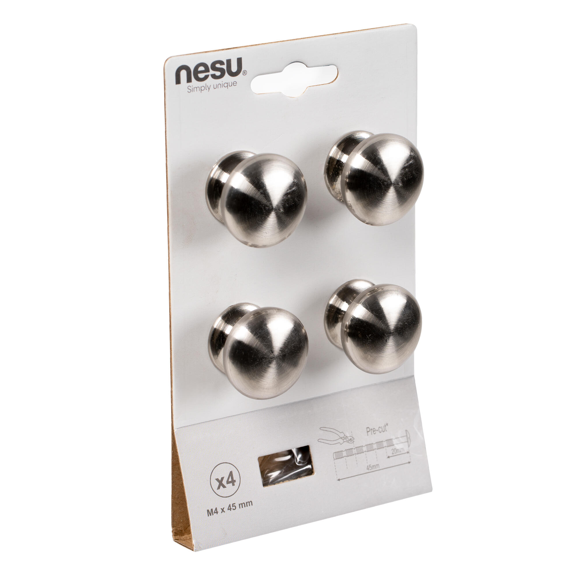 4 Puxadores para móvel niquel escovado 30 mm Nesu - 2