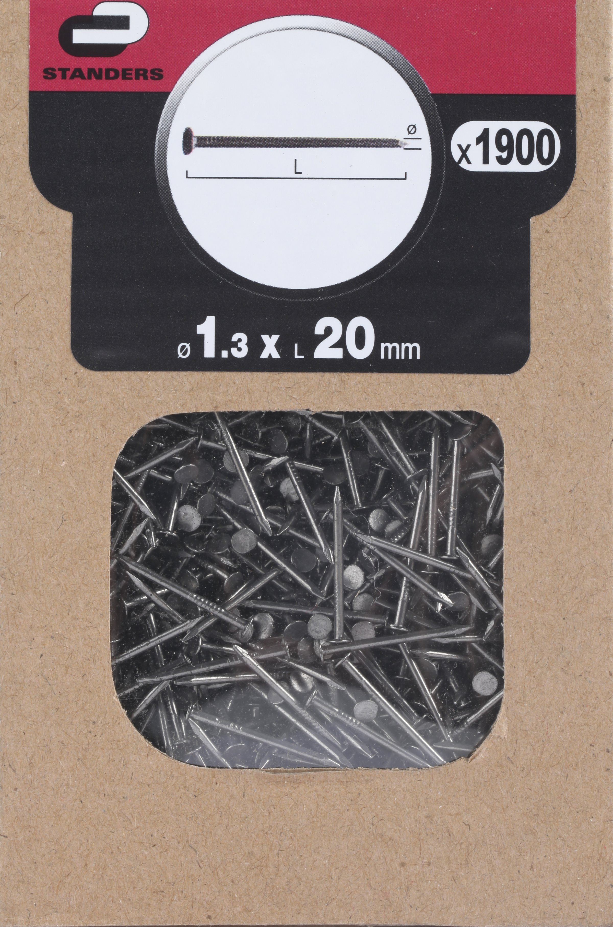 Pack 1900 clavos de cabeza plana de acero de 1,3x20 mm - 7