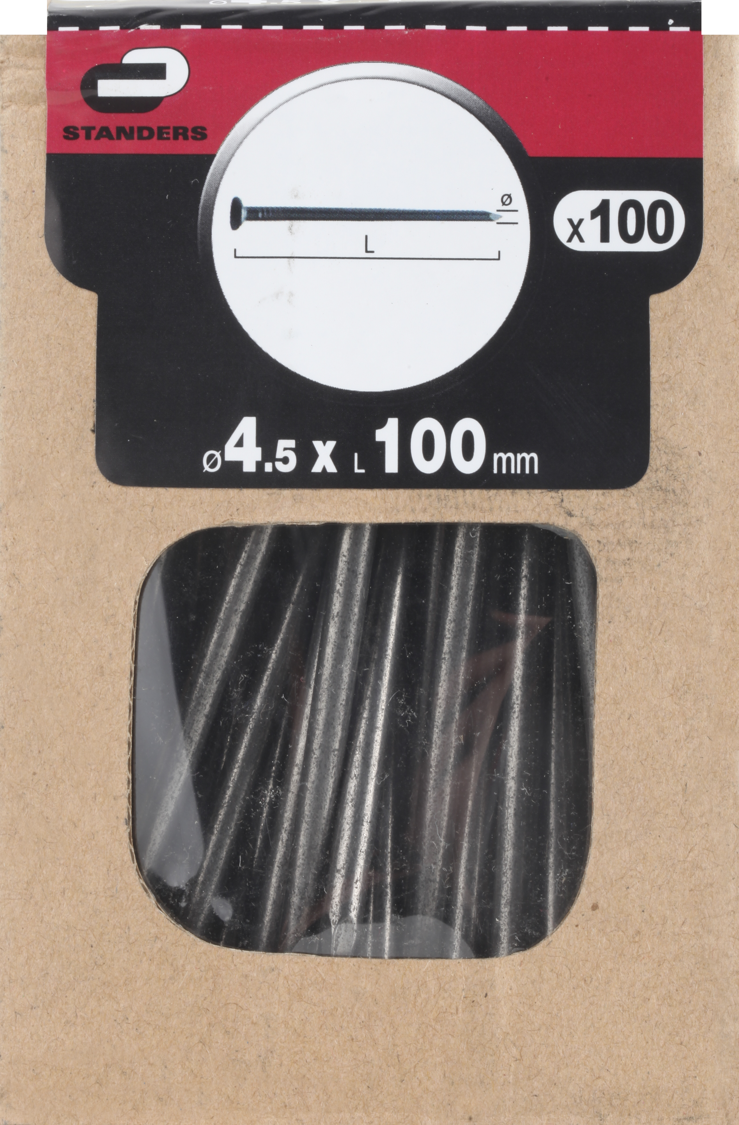 Pack 100 clavos  de cabeza plana de acero de 4,4x100 mm - 7