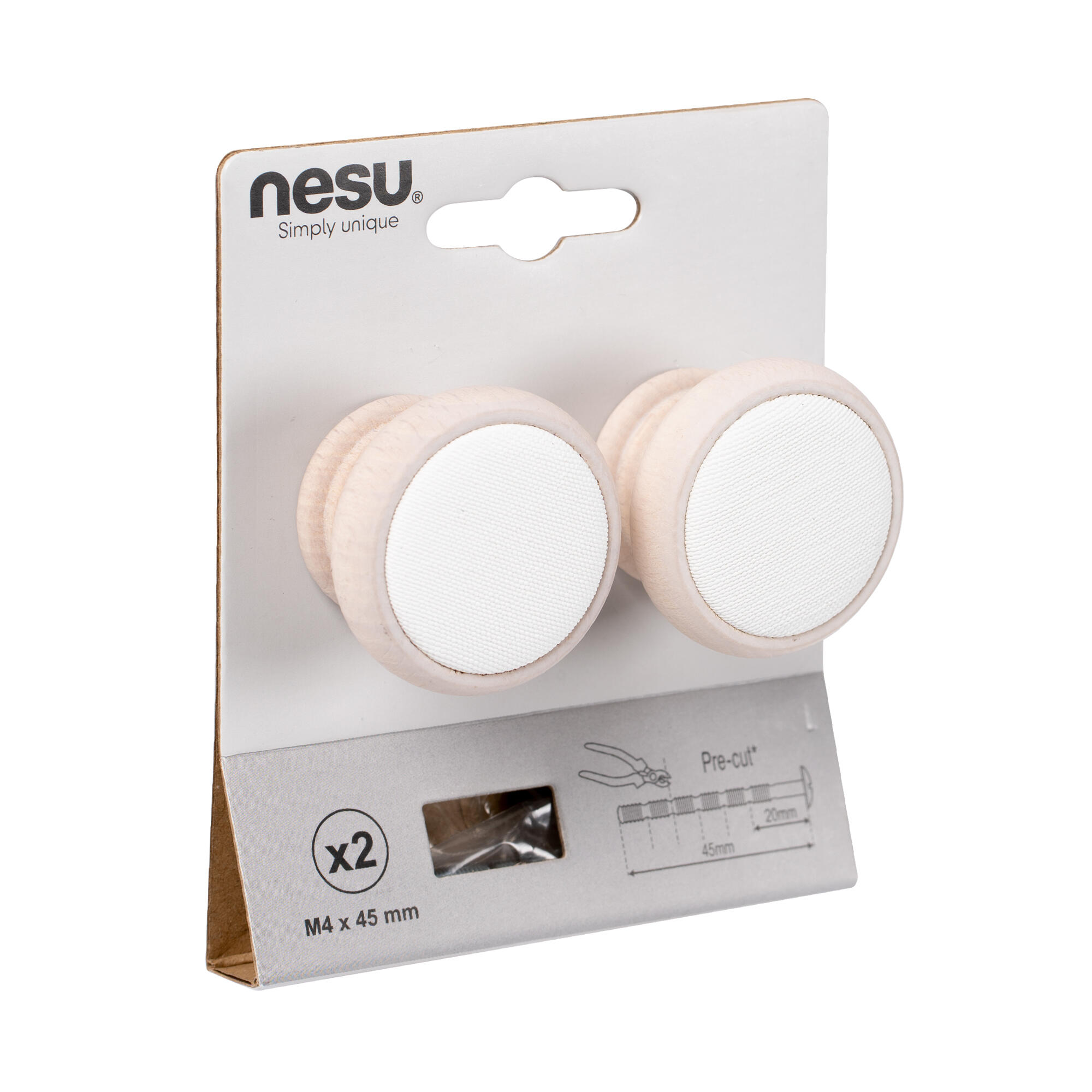 2 Pomo de mueble redondo madera blanco ø 40 mm - 5