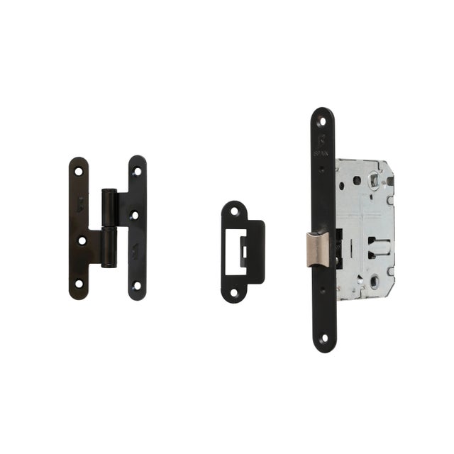 Pack de 3 pernios Line 100 con picaporte derecho color negro