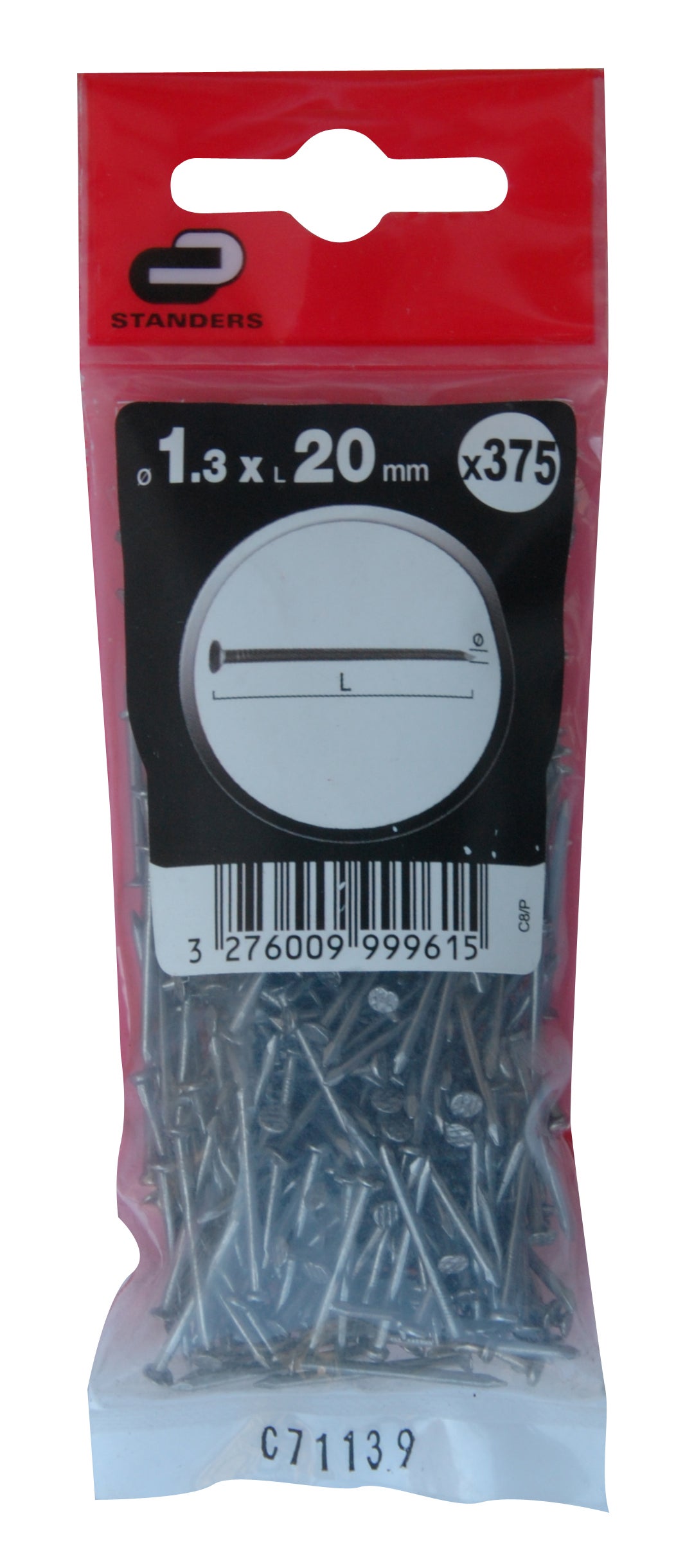 375 Pregos STANDERS CABEÇA CHATA 1.3X20 MM - 5
