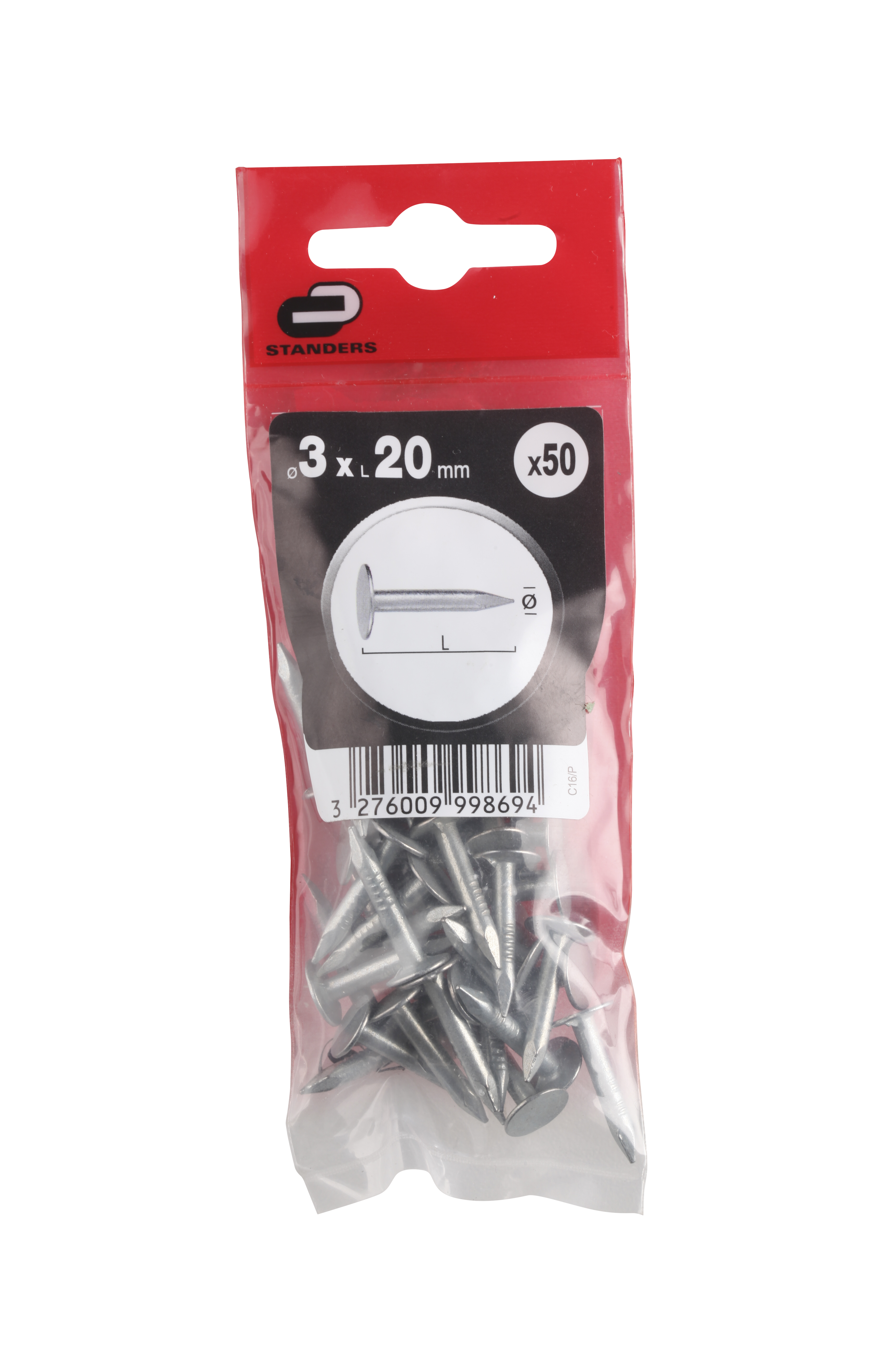 50 Pregos STANDERS CABEÇA CHATA 3.0X20 MM - 5