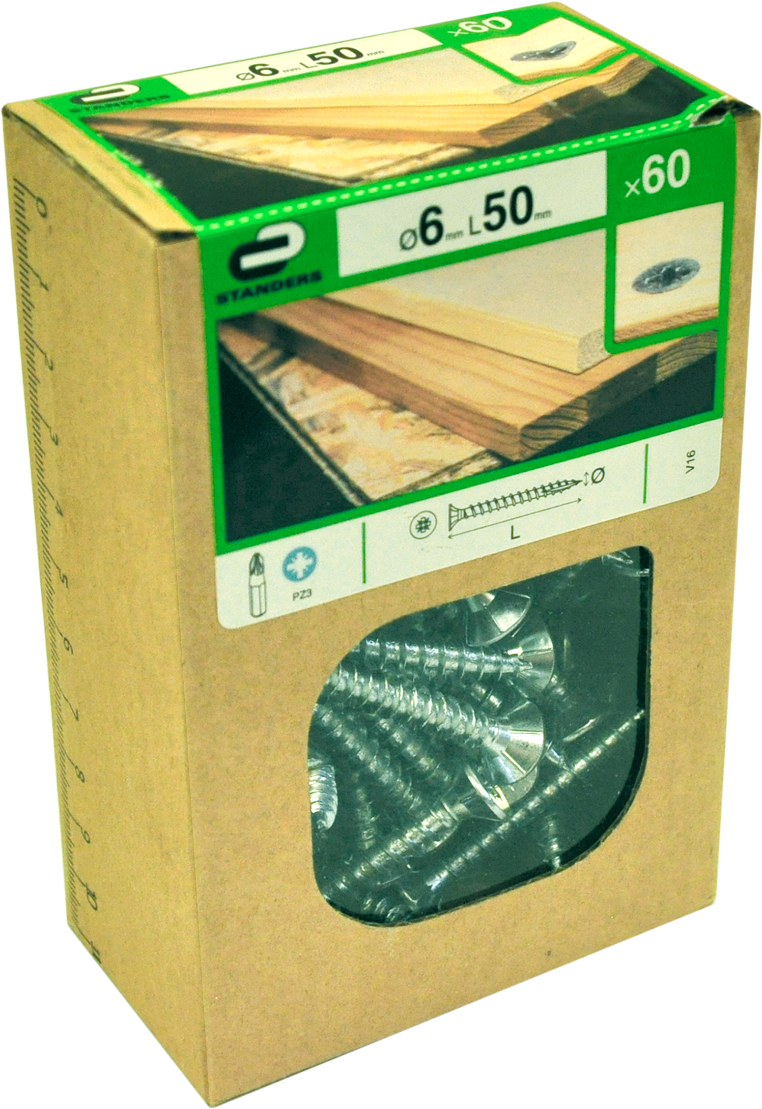 60 Tornillo para madera STANDERS pozidriv con cabeza avellanada, ø 6 x L. 50 mm - 5