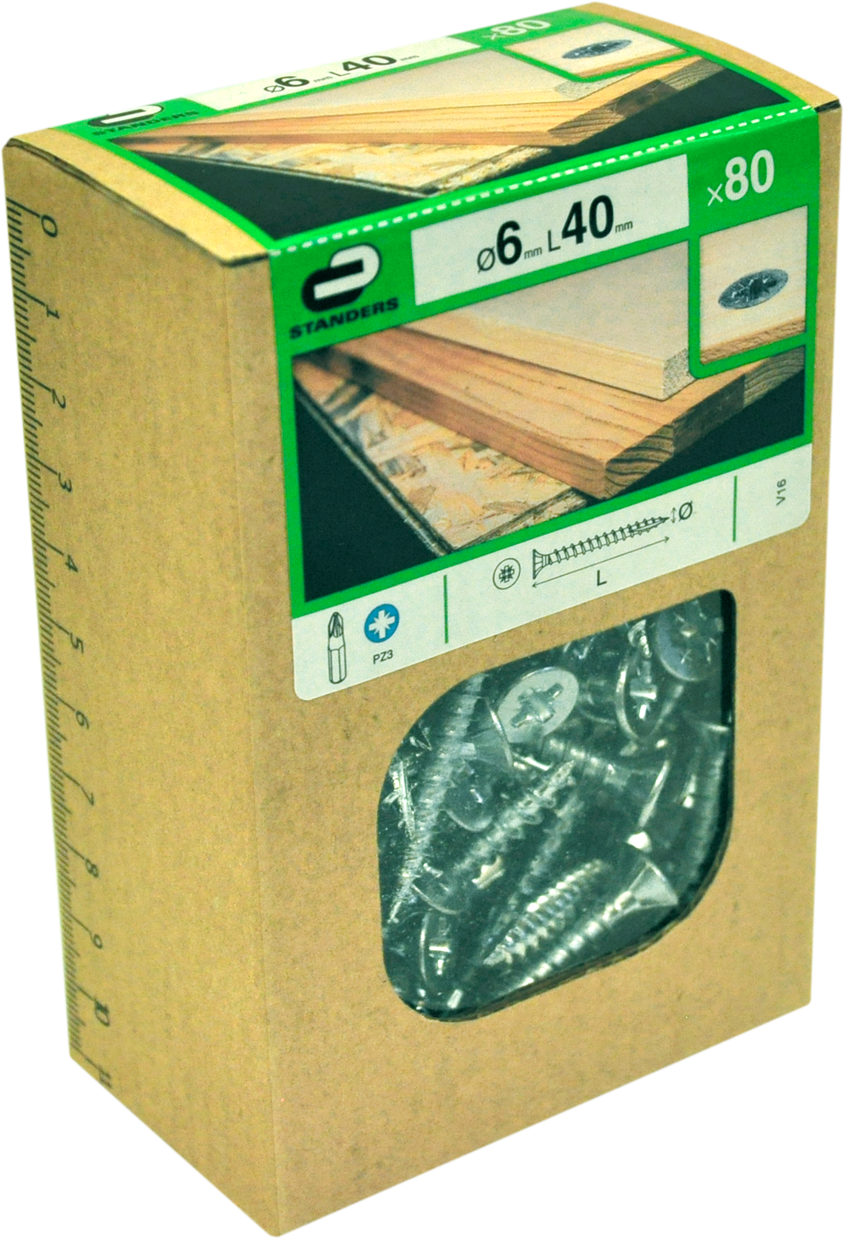 80 Tornillo para madera STANDERS pozidriv con cabeza avellanada, ø 6 x L. 40 mm - 4