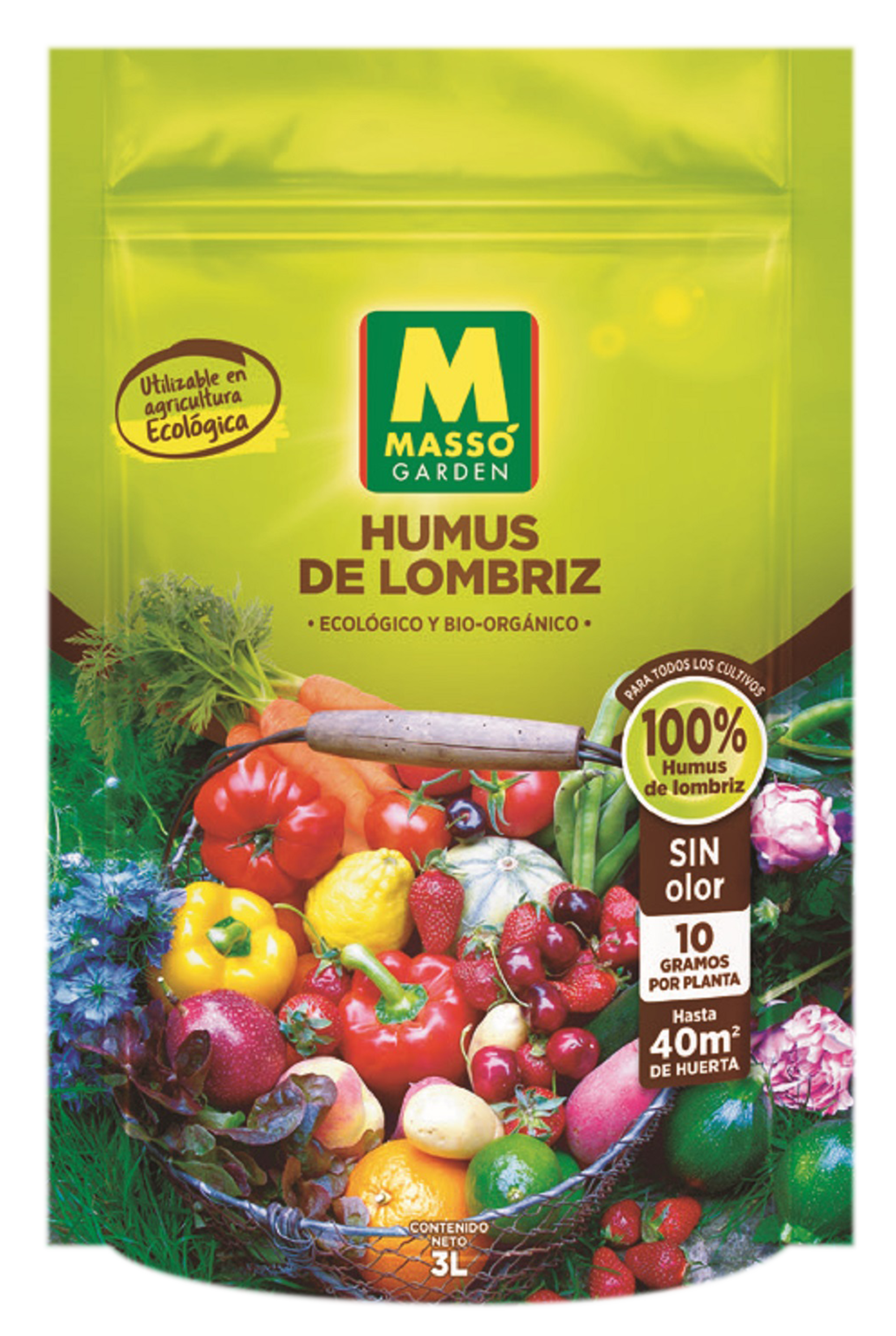 Humus de lombriz en polvo massó 3l para uso ecológico
