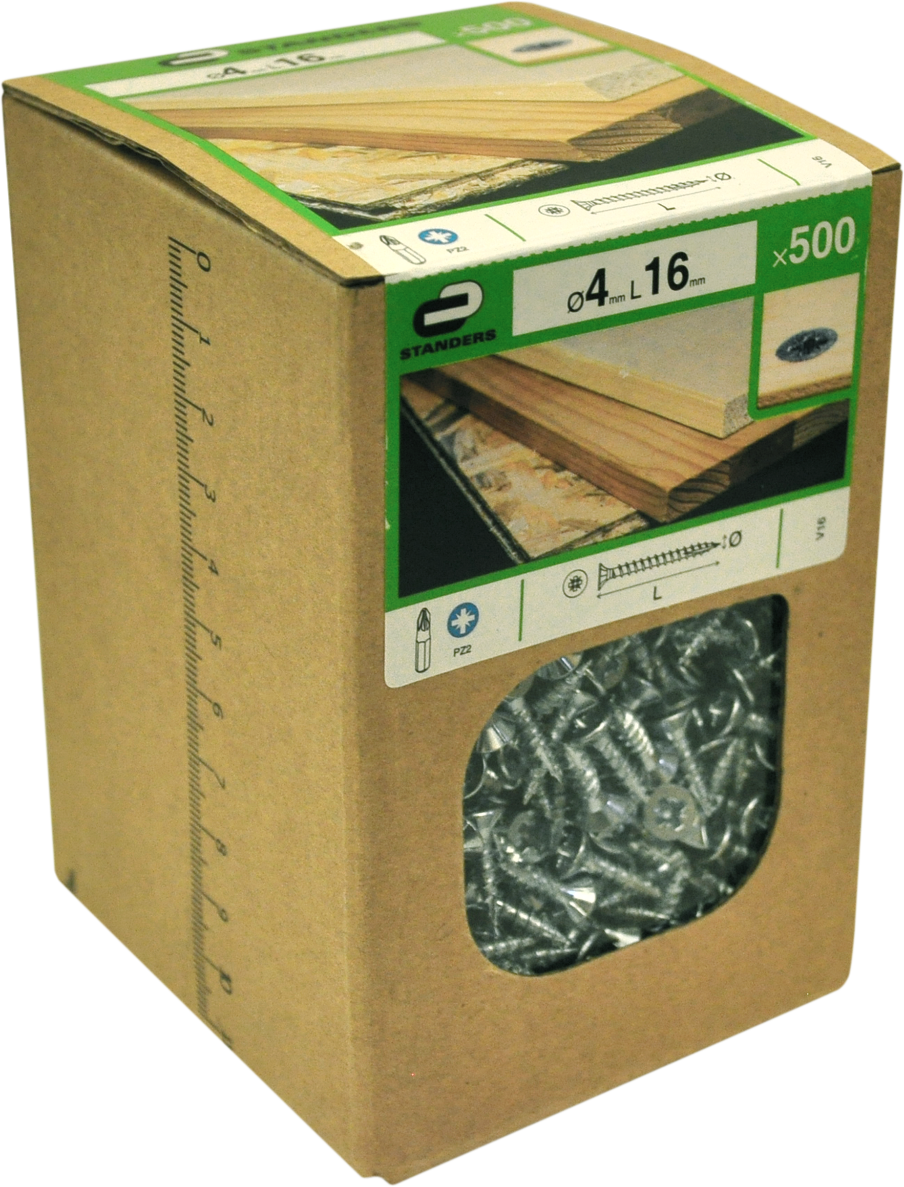 500 Tornillo para madera STANDERS pozidriv con cabeza avellanada, ø 4 x L. 16 mm - 4