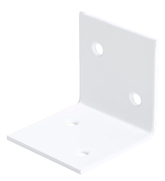 Escuadra perforada en acero plastificado en blanco 40 x 40 x 40 mm