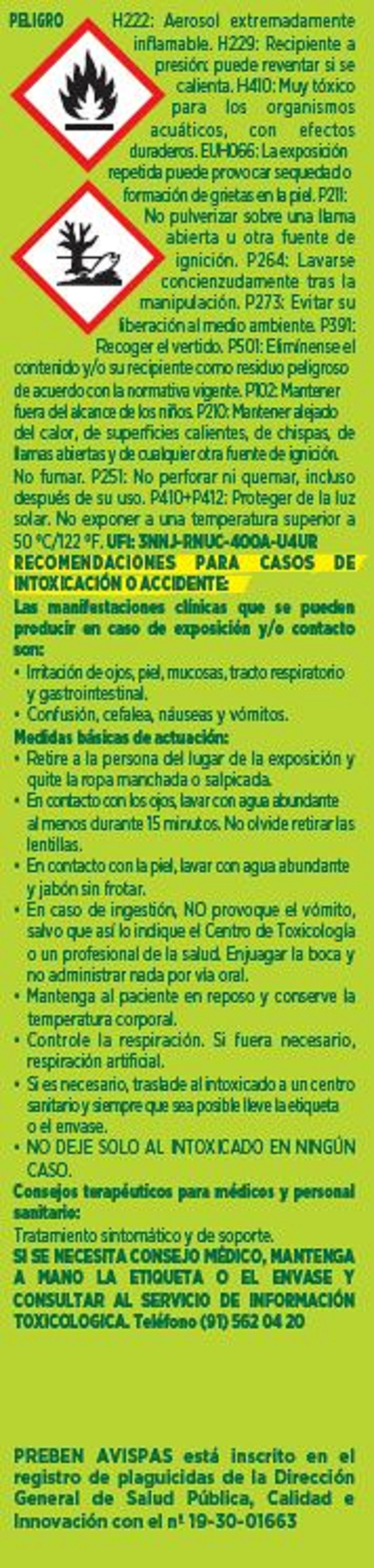 Insecticida anti avisperos MASSÓ Preben 0,75L - 3