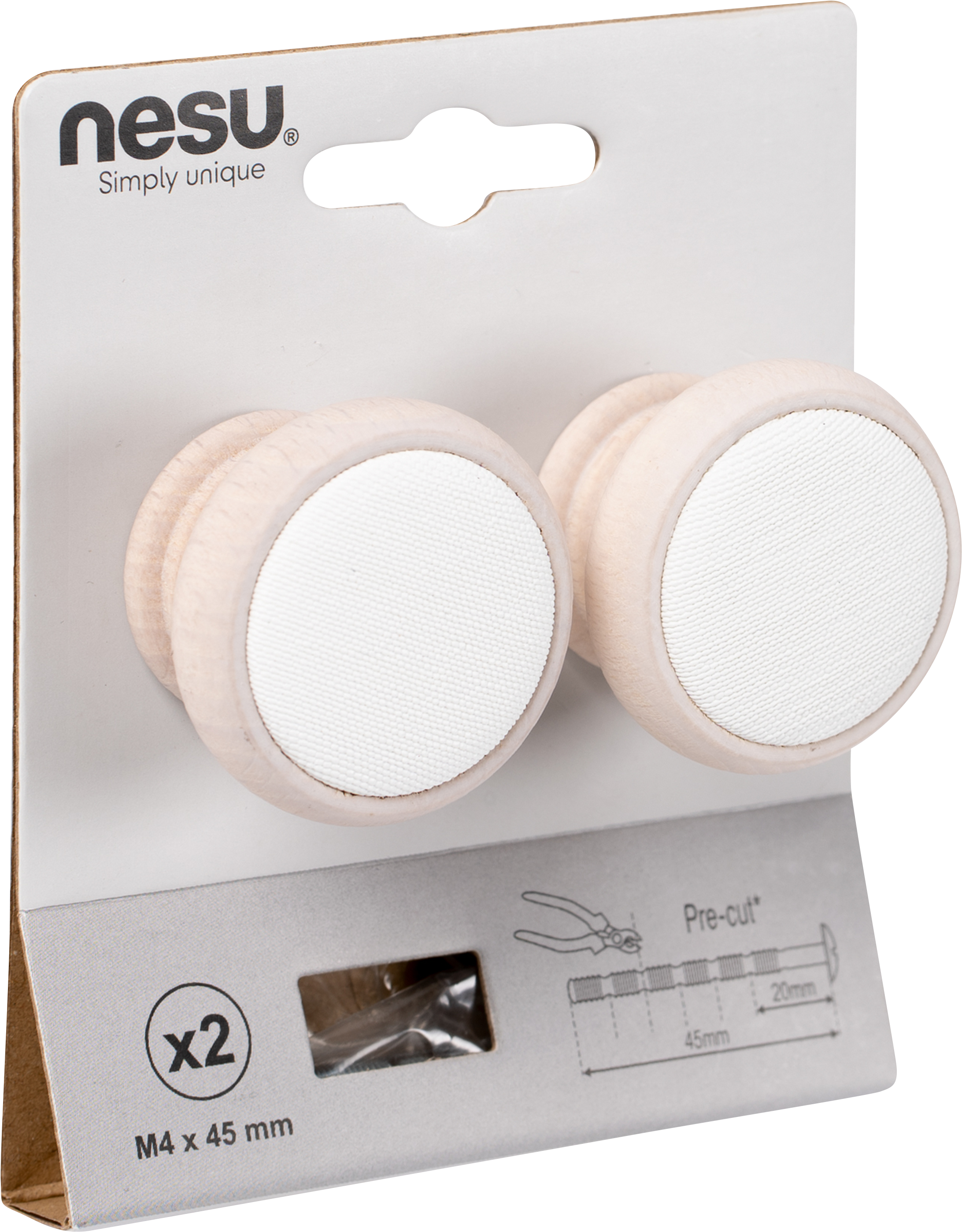 2 Pomo de mueble redondo madera blanco ø 40 mm - 4