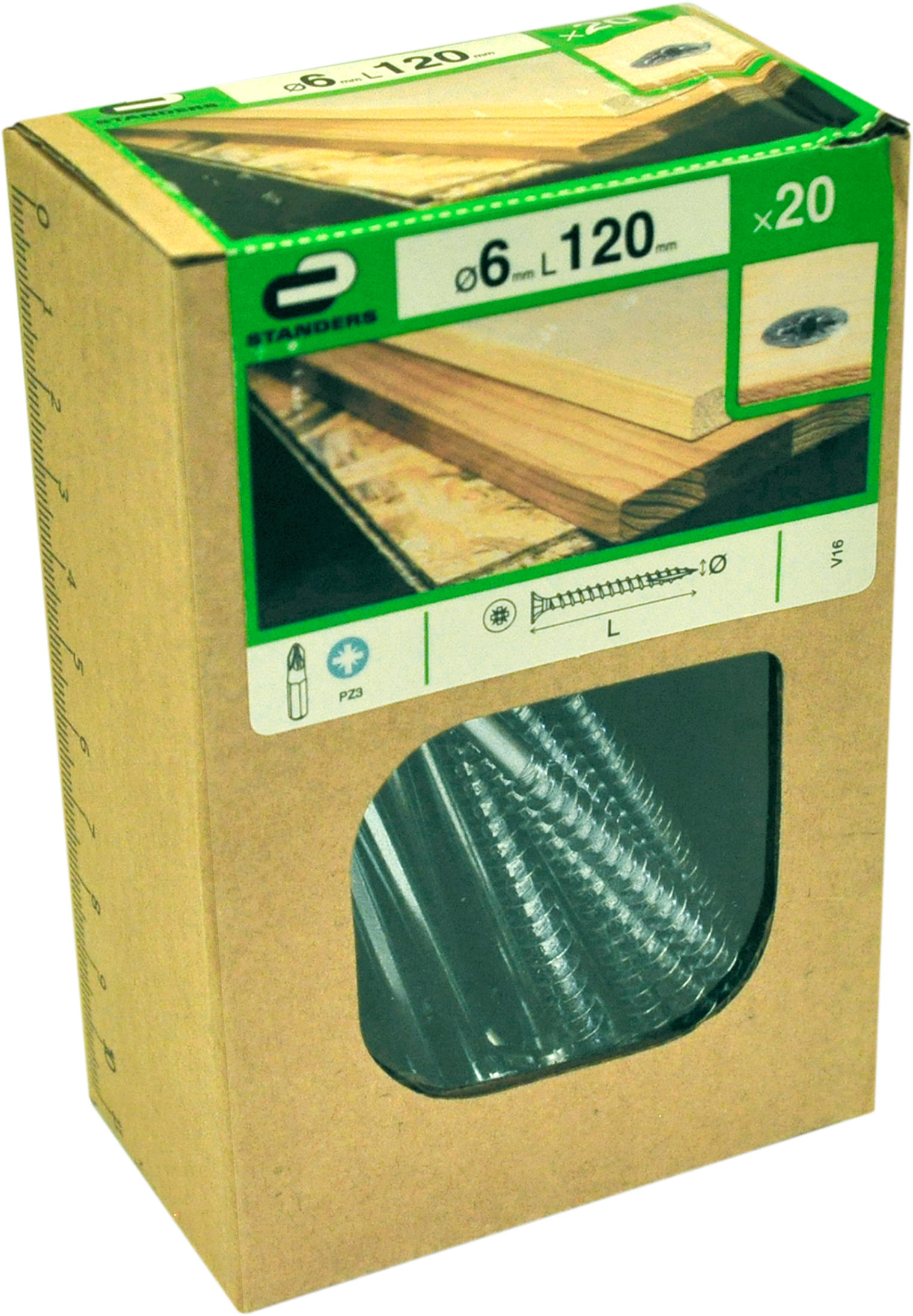 20 Tornillo para madera STANDERS pozidriv con cabeza avellanada, ø 6 x L. 120 mm - 2