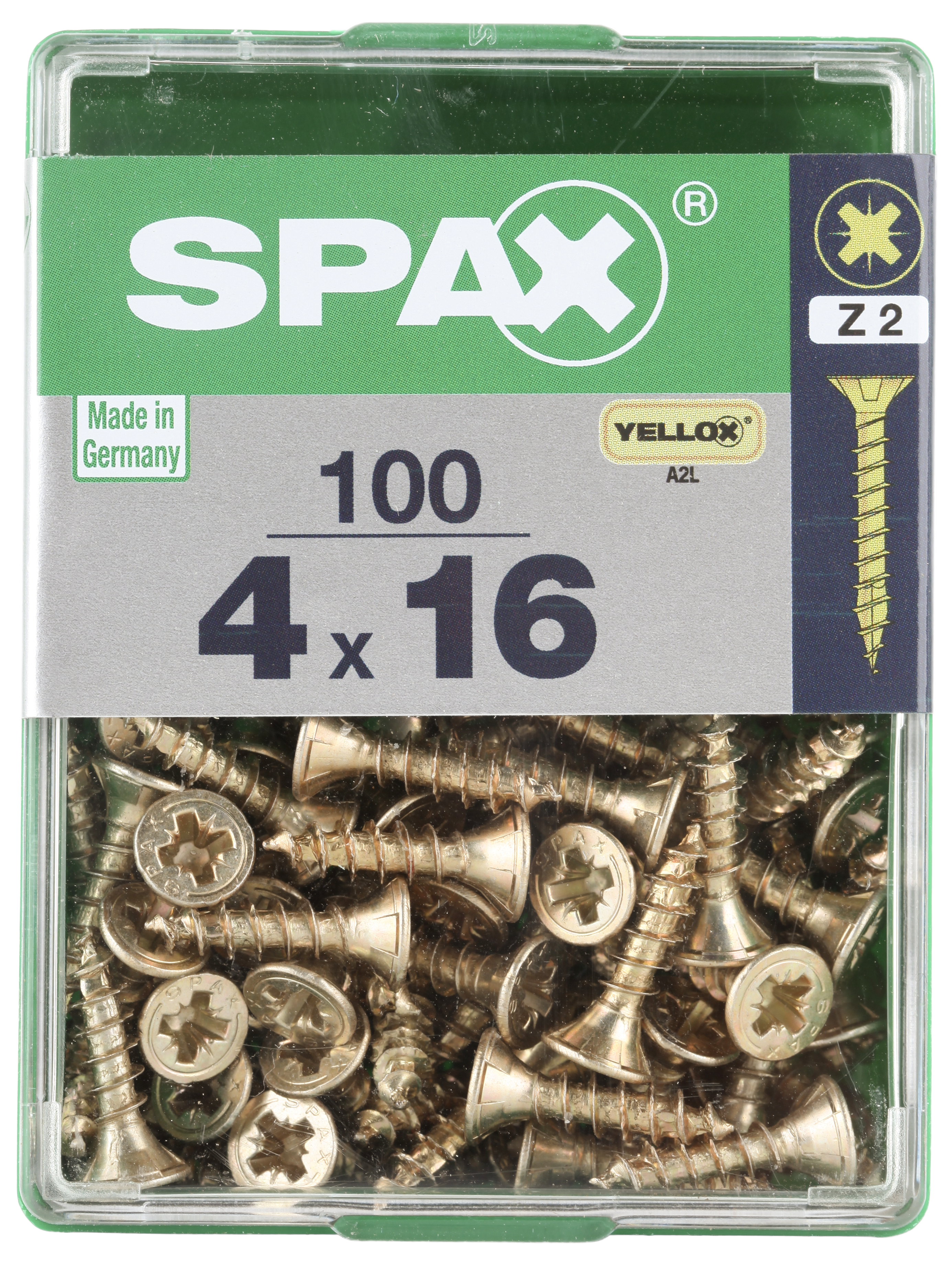 100 tornillo para madera spax pozidriv con cabeza avellanada, ø 4 x l. 20 mm