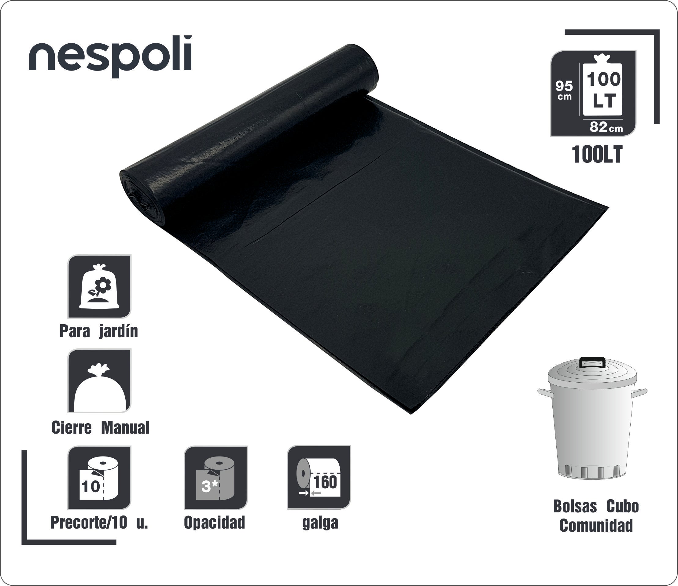 10 sacos do lixo Nespoli 100L - 4