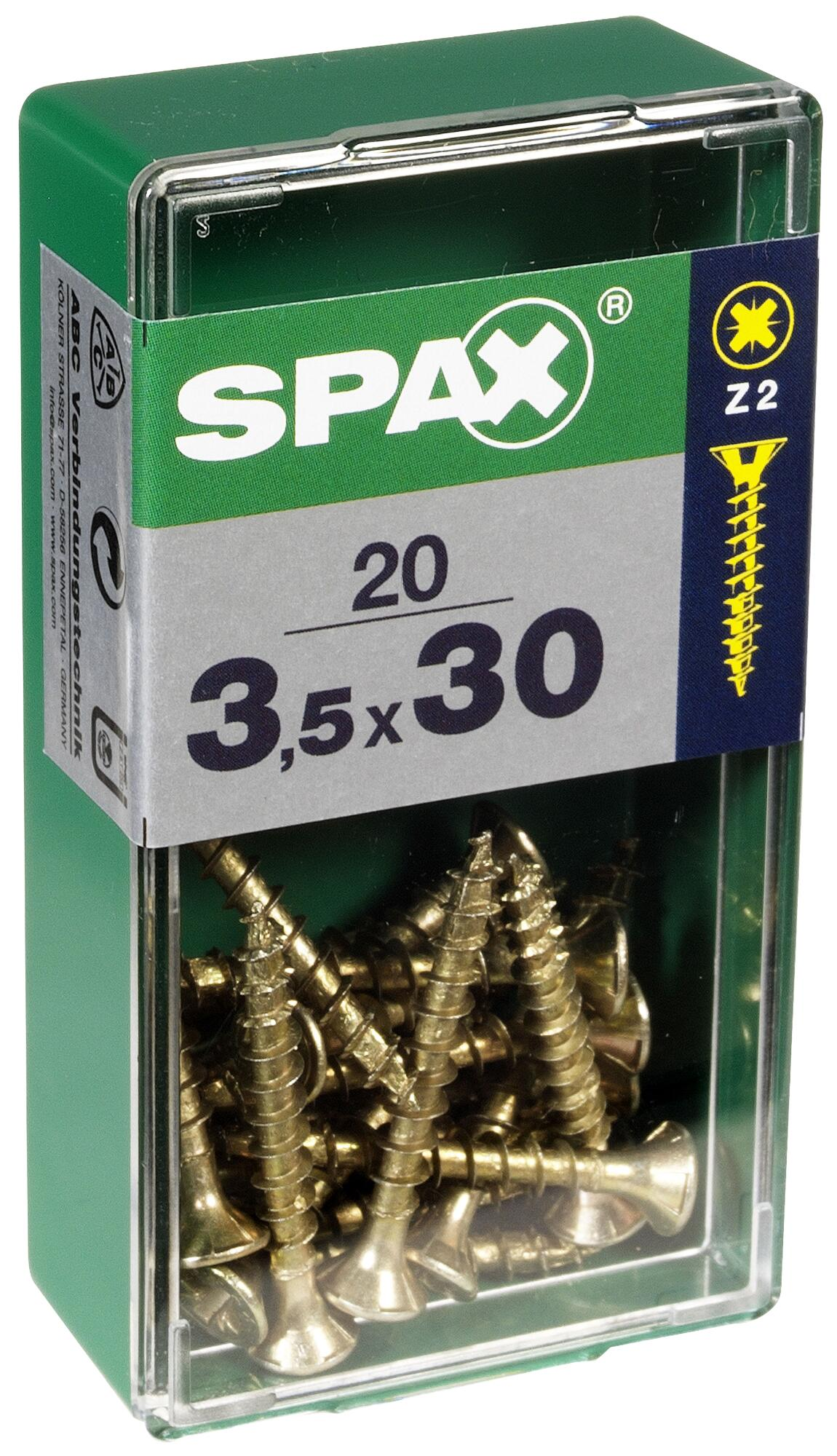 20 Tornillo para madera SPAX pozidriv con cabeza avellanada, ø 3.5 x L. 30 mm - 6