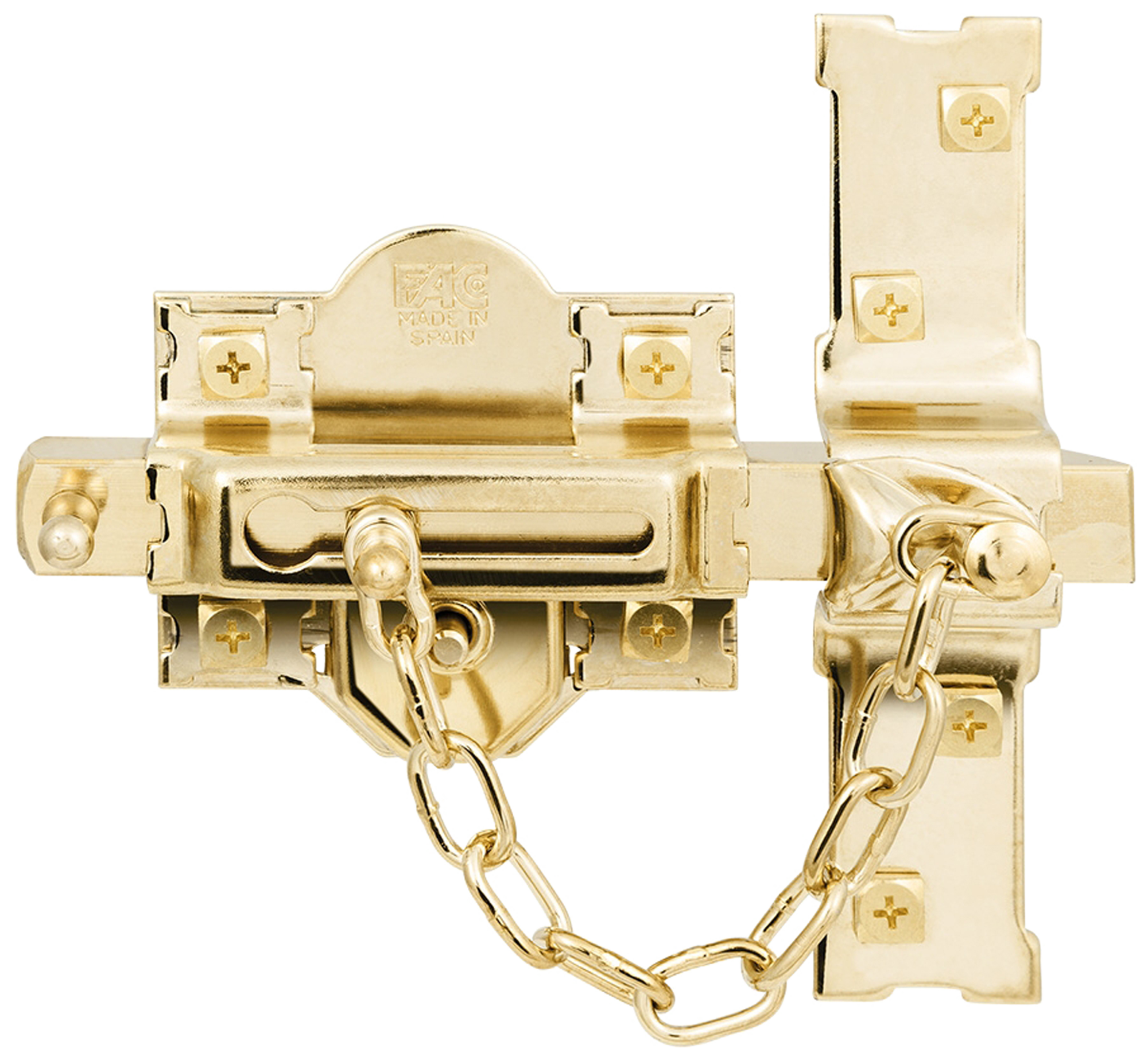 Cerrojo de seguridad fac 308r/80 botón-llave y cadena izquiera dorado
