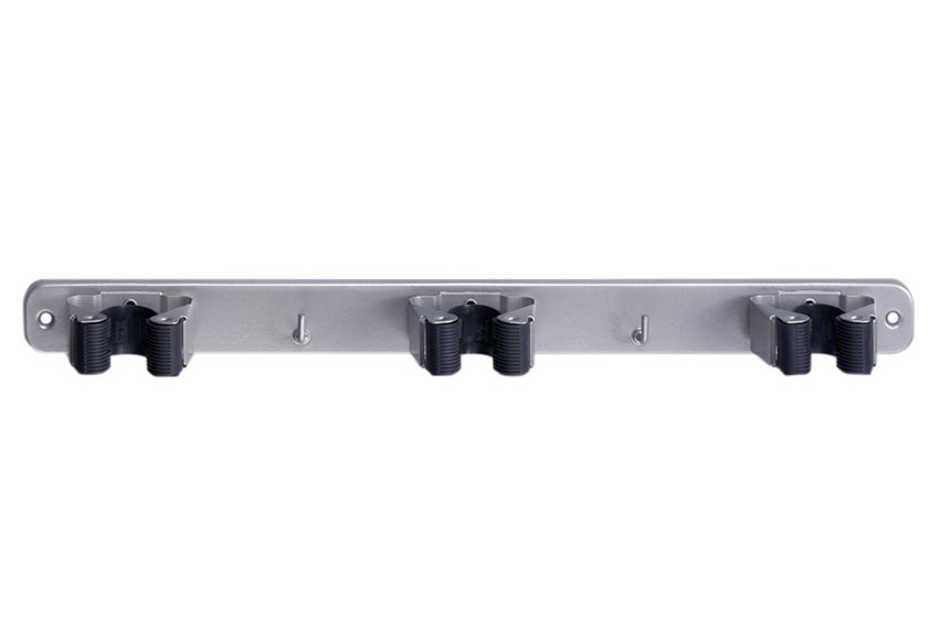 Cuelga escobas triple para atornillar de acero de 37x3.2x4.6 cm