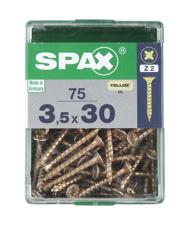 75 Tornillo para madera SPAX pozidriv con cabeza avellanada, ø 3.5 x L. 30 mm