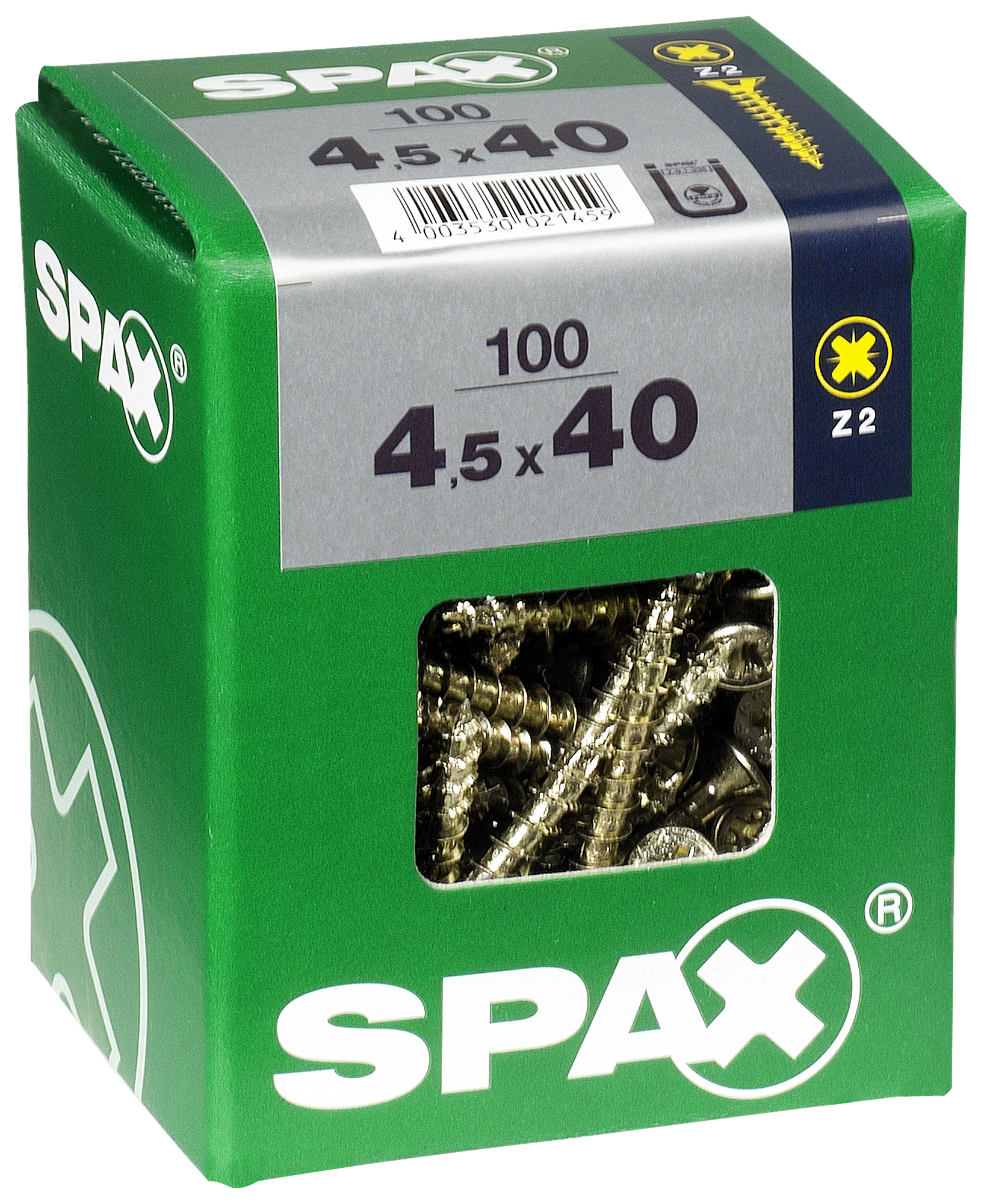 100 Tornillo para madera SPAX pozidriv con cabeza avellanada, ø 4.5 x L. 40 mm - 4