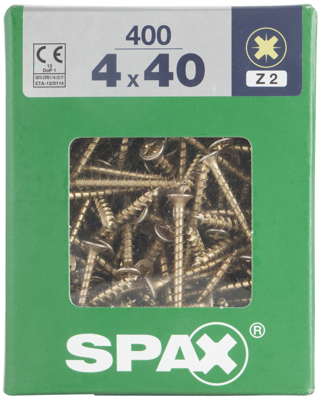 400 Tornillo para madera SPAX pozidriv con cabeza avellanada, ø 4 x L. 40 mm