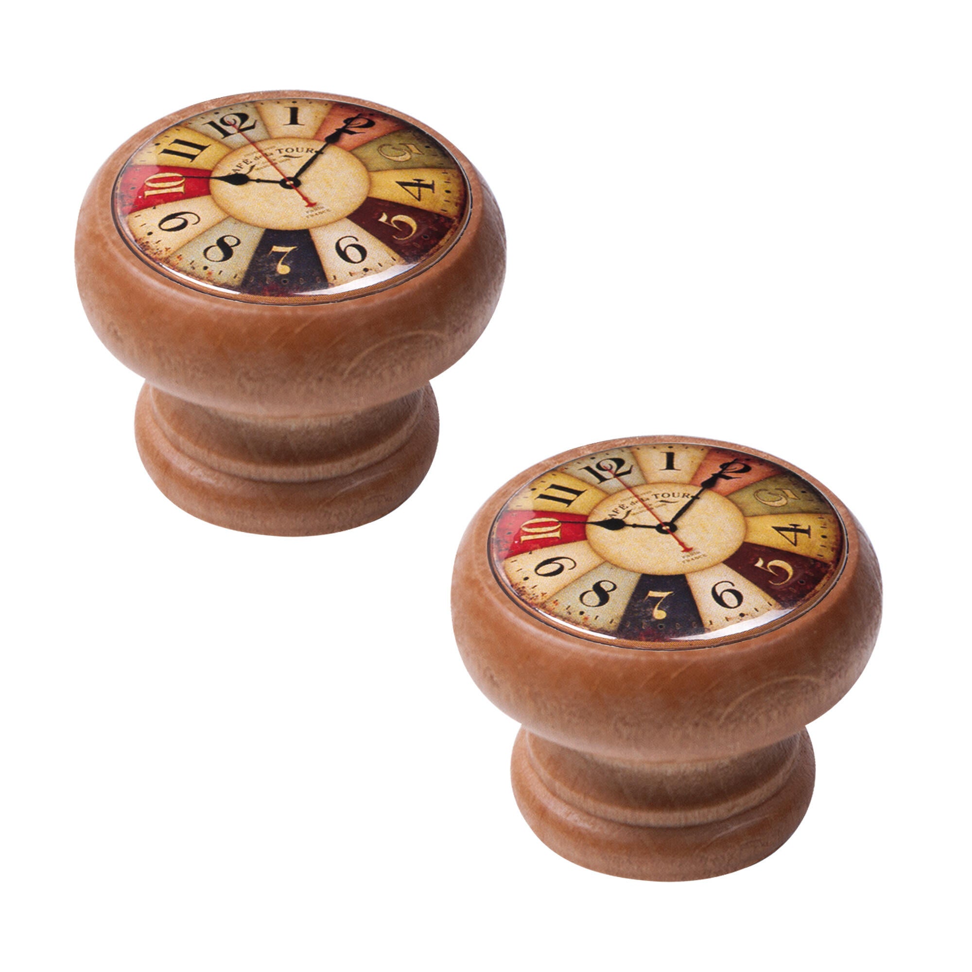 2 pomo de mueble redondo madera multicolor ø 40 mm