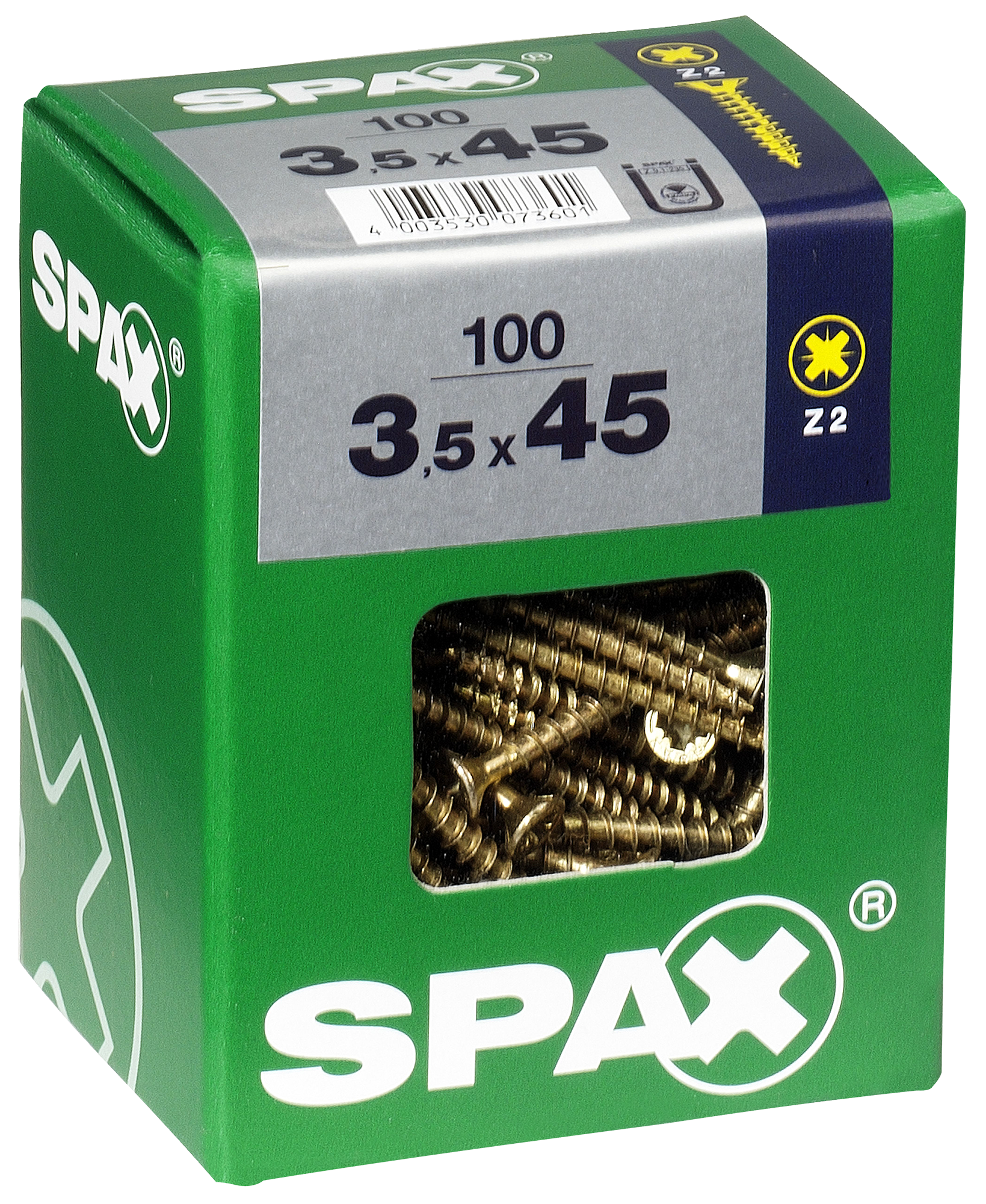 100 Tornillo para madera SPAX pozidriv con cabeza avellanada, ø 3.5 x L. 45 mm - 4
