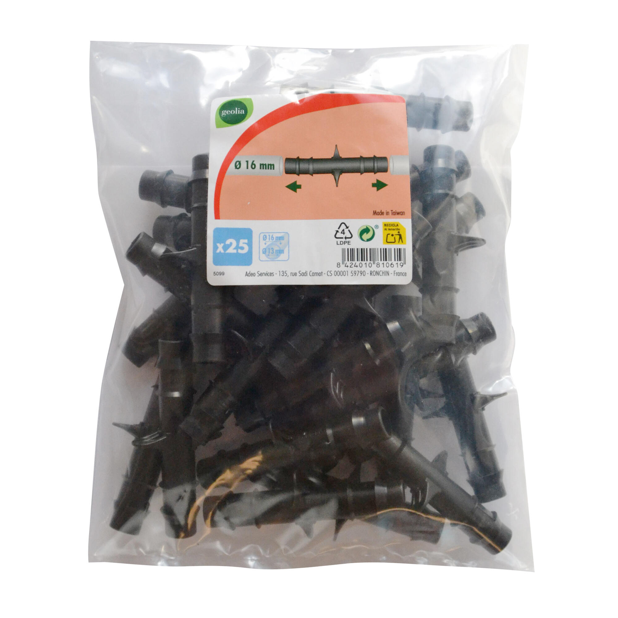 Pack 25 enlaces Ø 16 mm GEOLIA para riego por goteo - 3