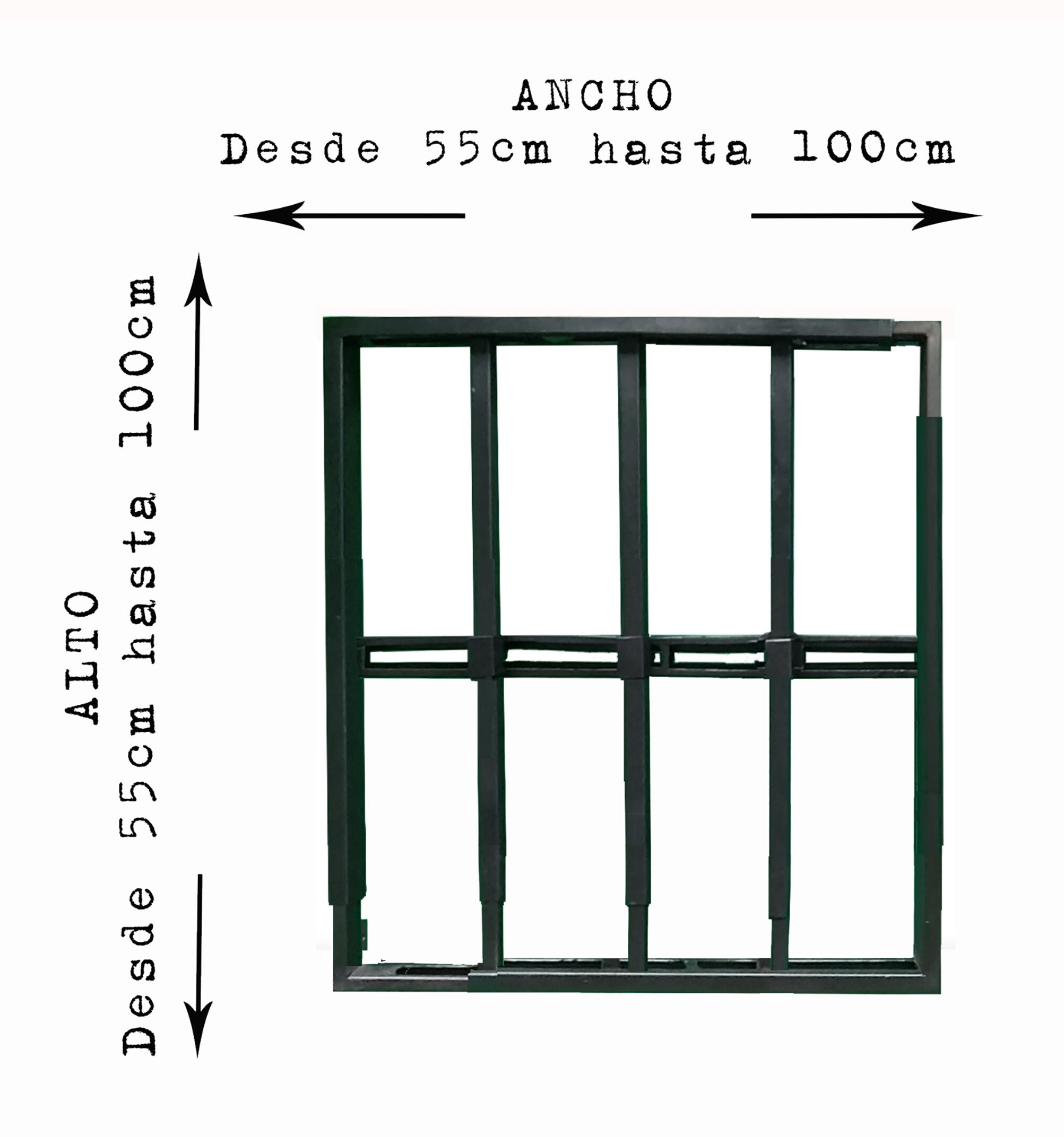 Reja negra anti-robo ajustable (ancho y alto) desde 55X55cm a 100X100cm ...
