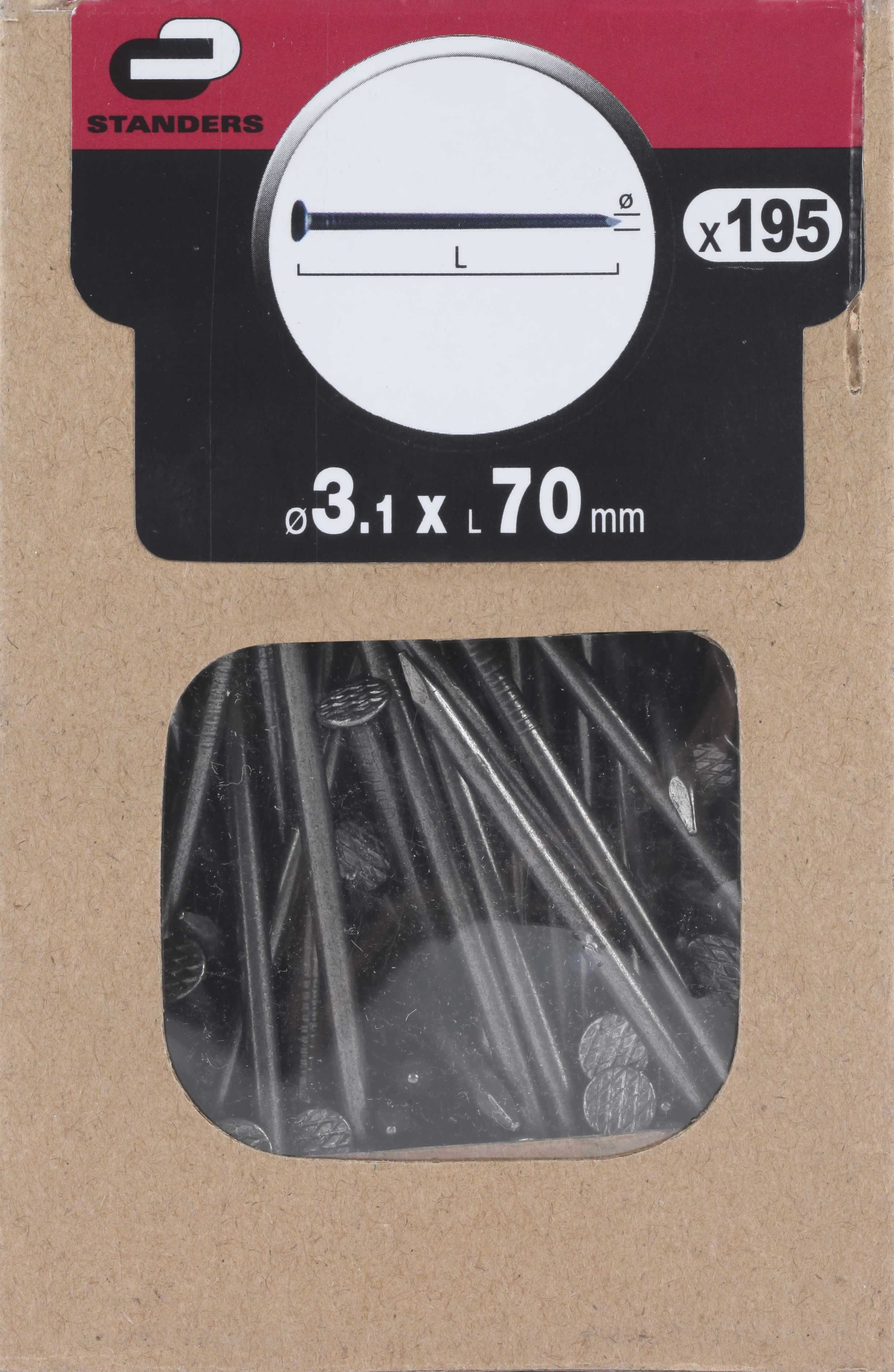 195 Pregos STANDERS CABEÇA CHATA 3.1X70 MM - 6