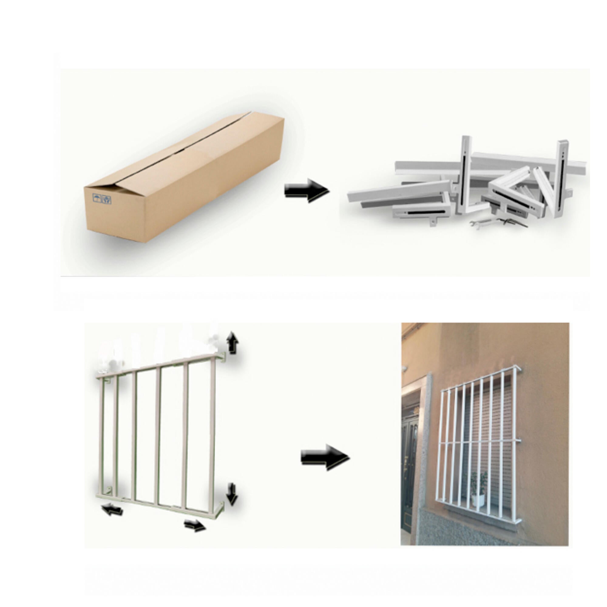 Reja negra anti-robo ajustable (ancho y alto) desde 55X55cm a 100X100cm - 2