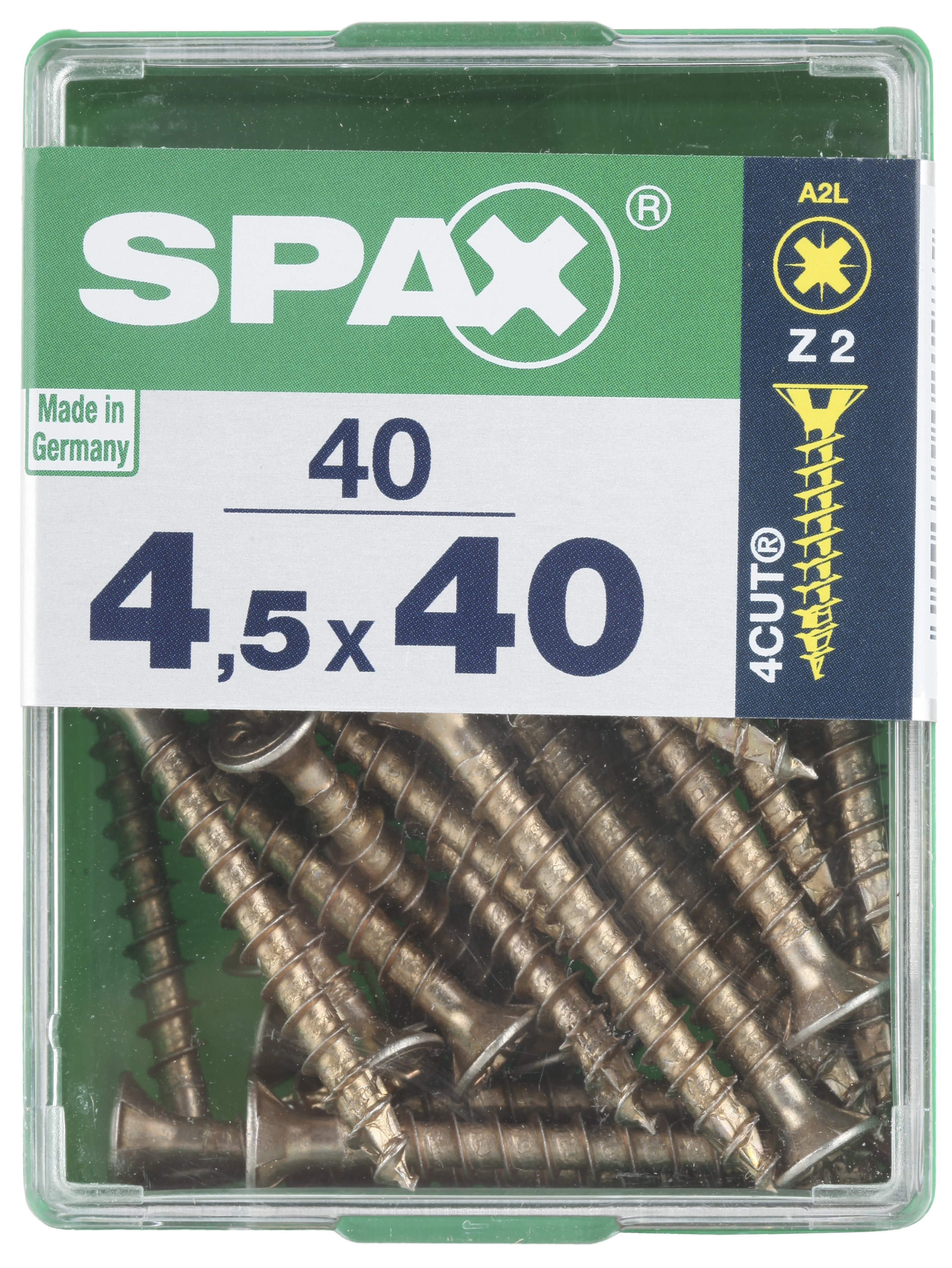 40 Tornillo para madera SPAX pozidriv con cabeza avellanada, ø 4.5 x L. 40 mm - 4