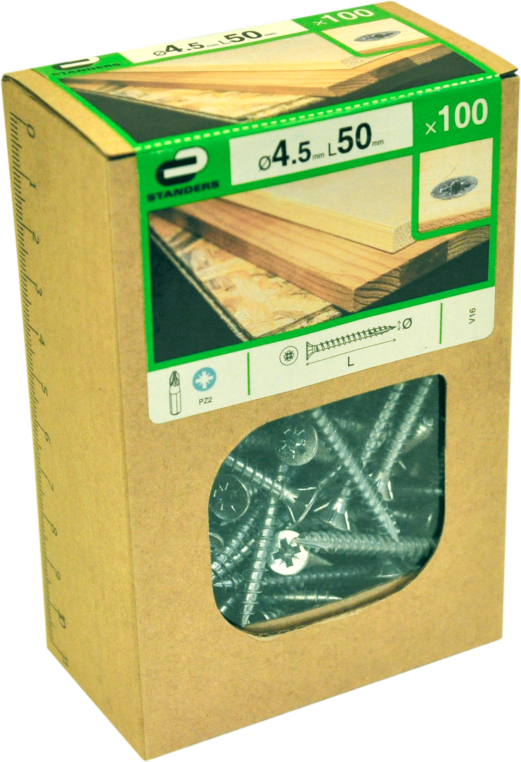 100 Tornillo para madera STANDERS pozidriv con cabeza avellanada,ø 4.5 x L.50 mm - 5