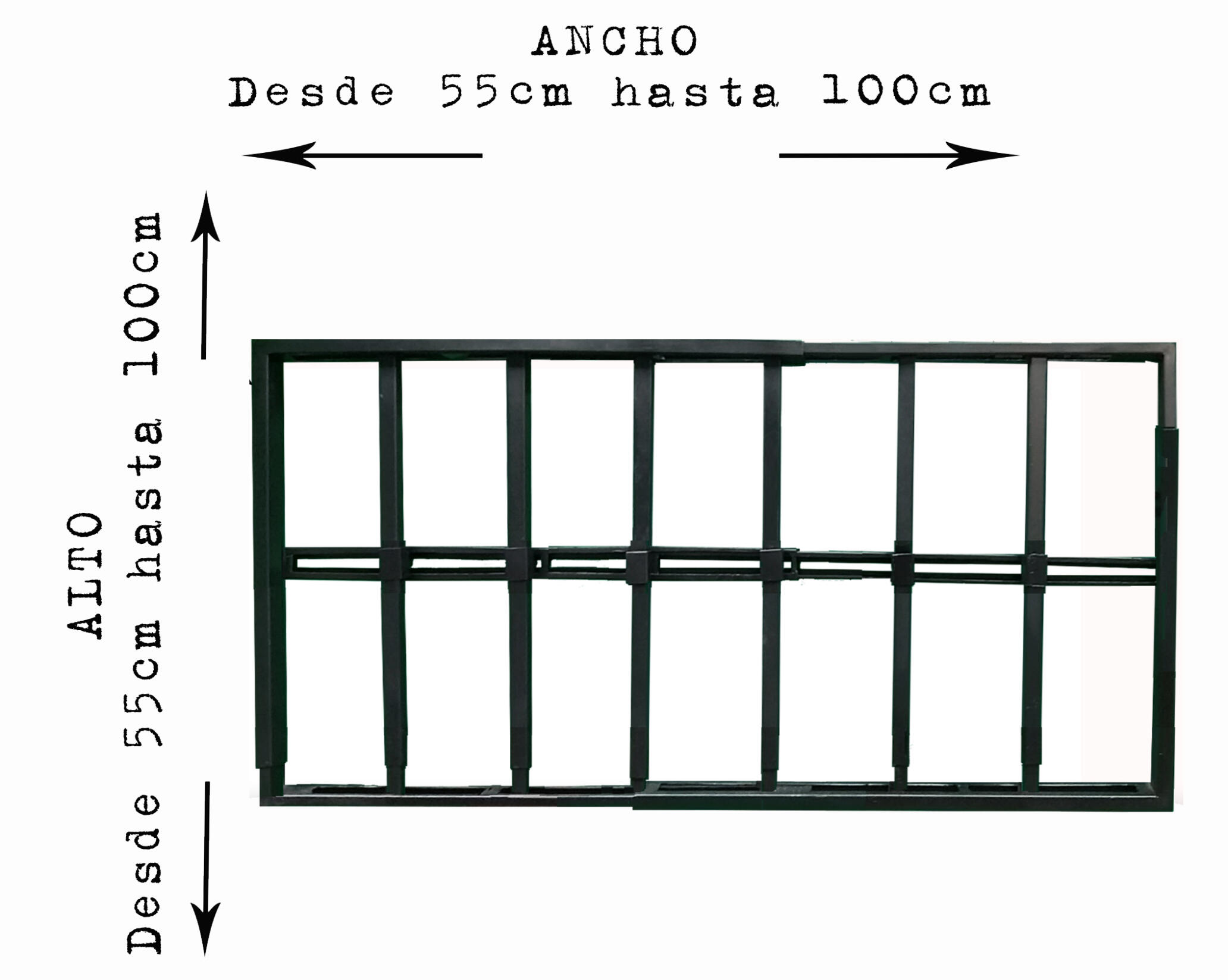 Reja negra anti-robo ajustable (ancho y alto) desde 55X55cm a 100X100cm - 3