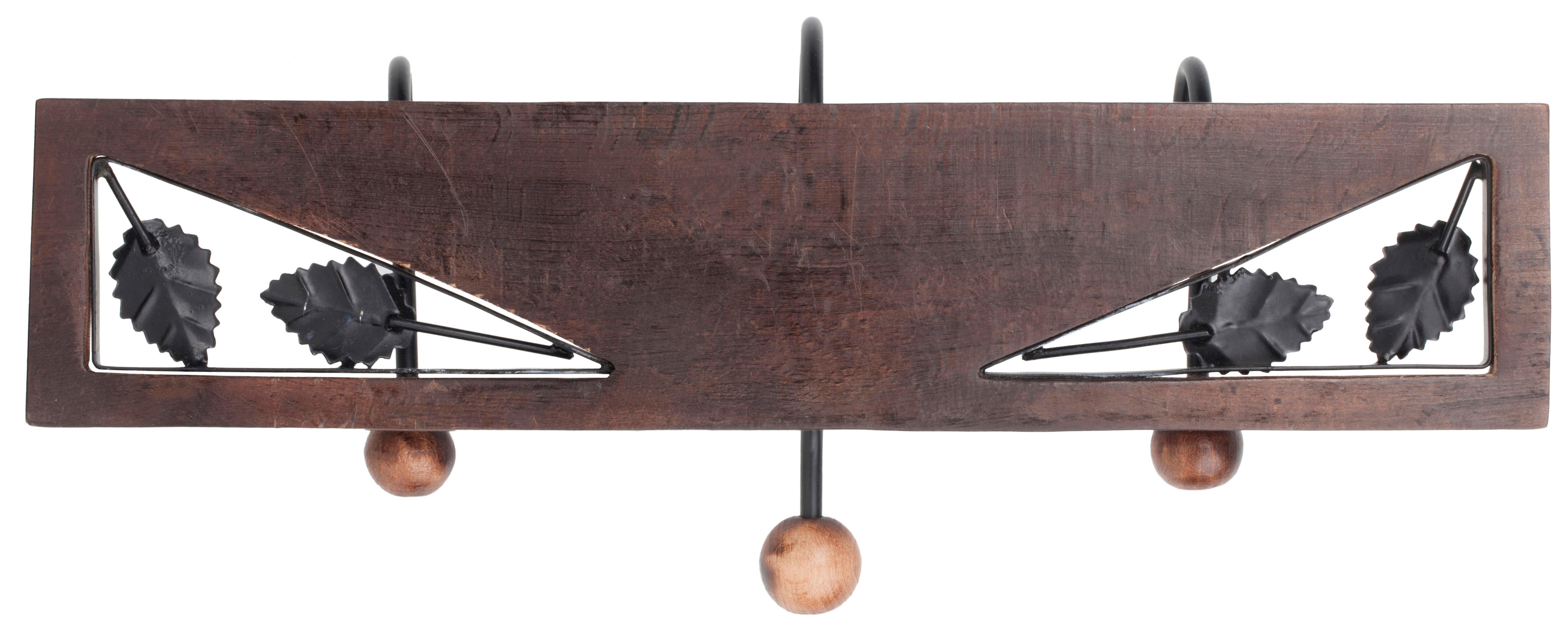 Perchero de pared de metal marrón con 6 ganchos