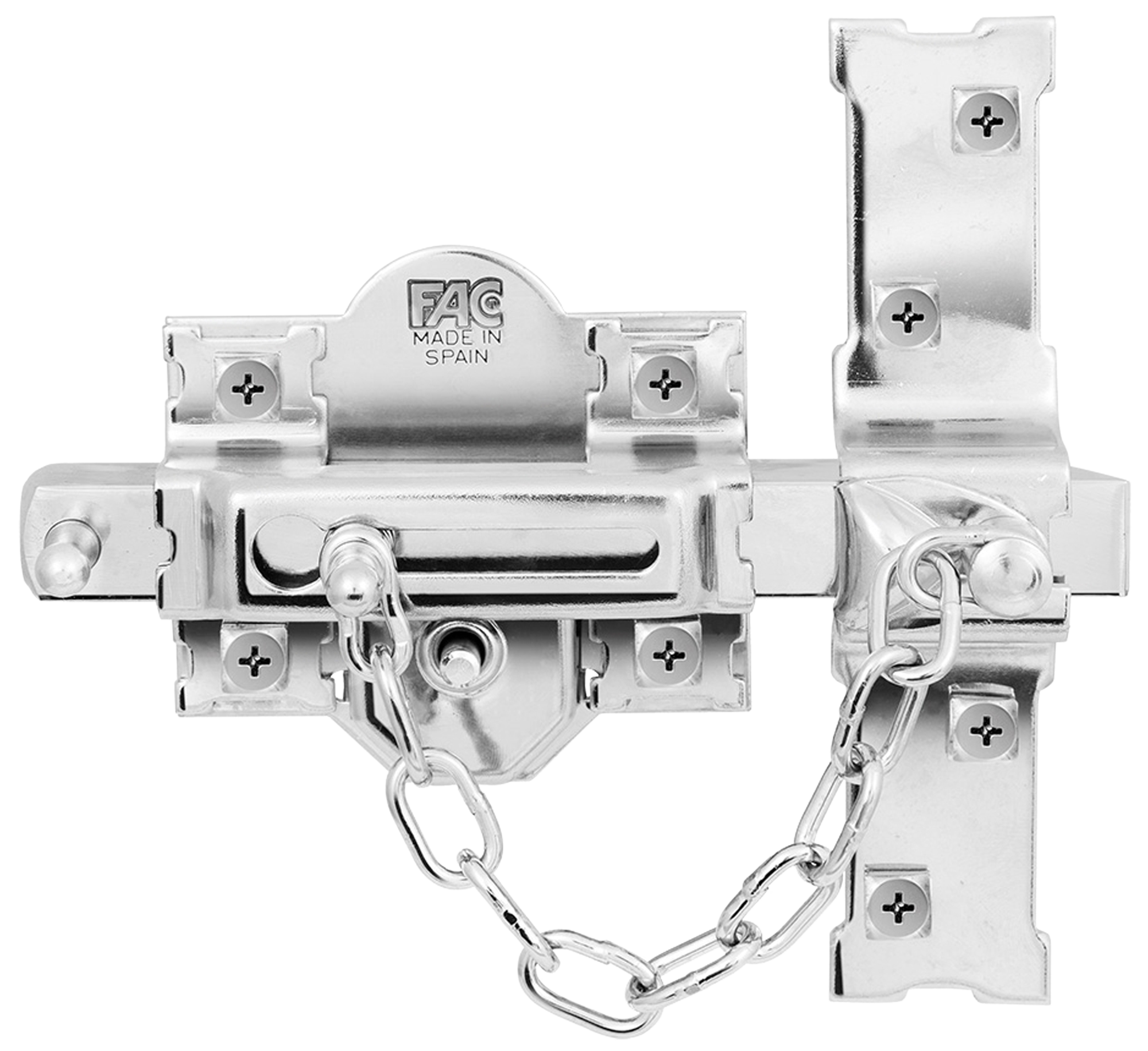 Cerrojo de seguridad fac 308r/80 botón-llave y cadena izquierda niquelado