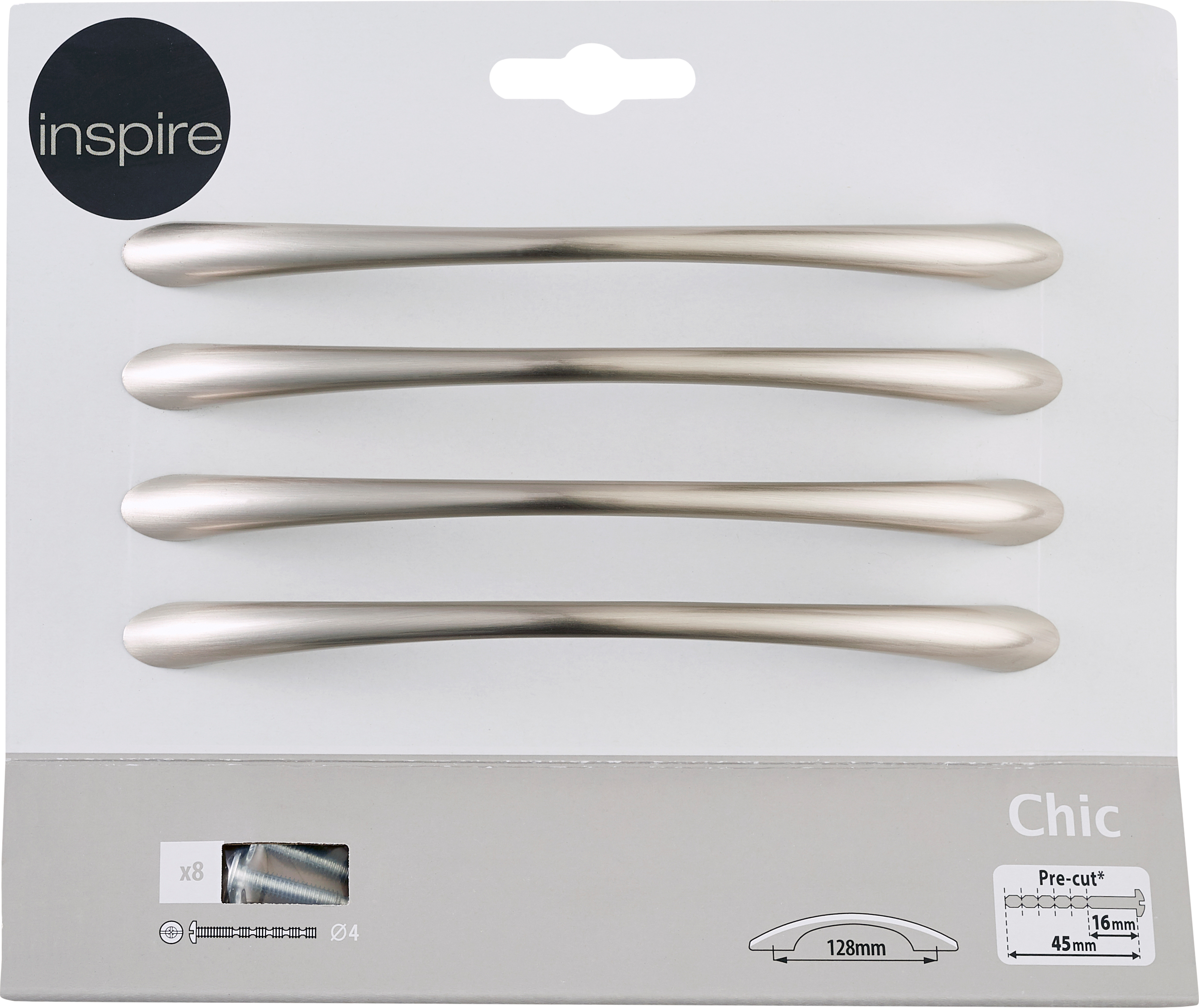 4 Tirador de mueble INSPIRE  gris / plata distancia entre eje 128 mm - 7