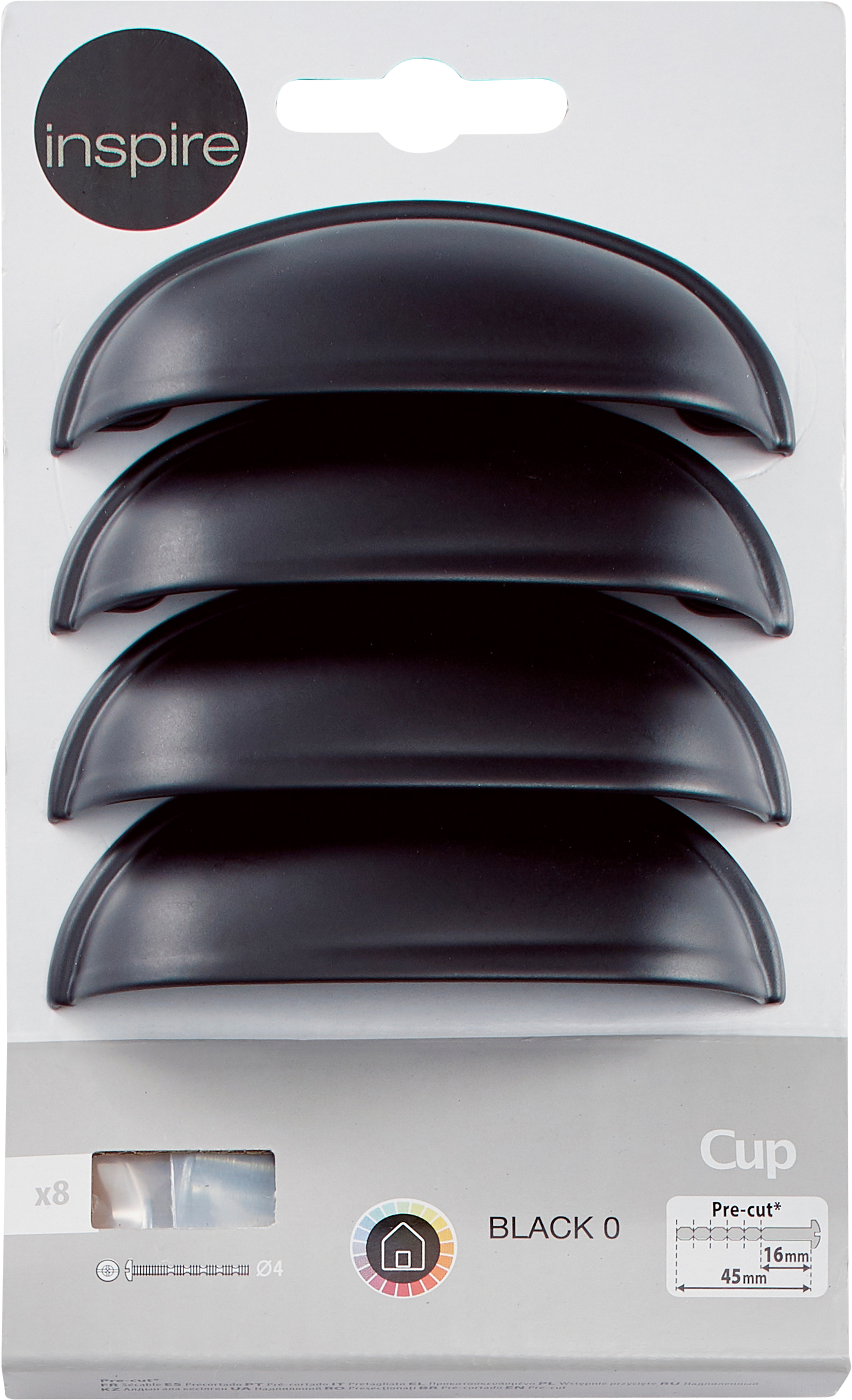 4 tirador de mueble inspire negro distancia entre eje 64 mm