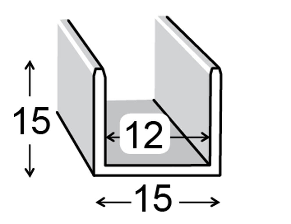 Perfil forma en U de aluminio gris, Alt.1.5 x An.1.5 x L.100 cm - 2