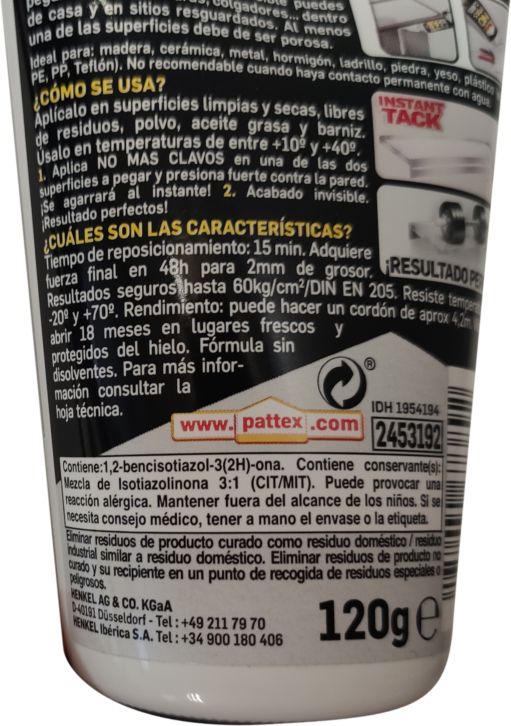 Adhesivo de montaje PATTEX No Más Clavos Invisible 120 gr transparente, resiste a las heladas. Para fijar un material a una superficie. - 5