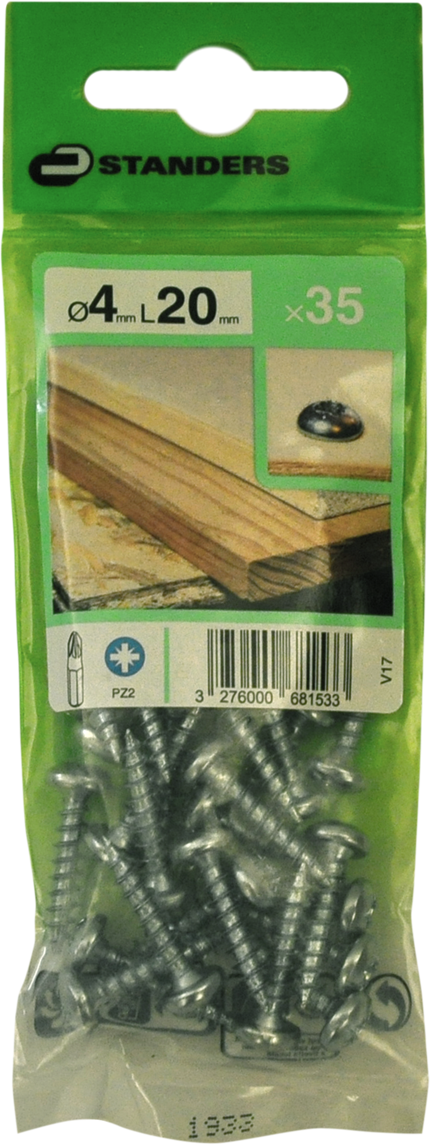 35 Tornillo para madera STANDERS pozidriv con cabeza redonda, ø 4 x L. 20 mm - 3