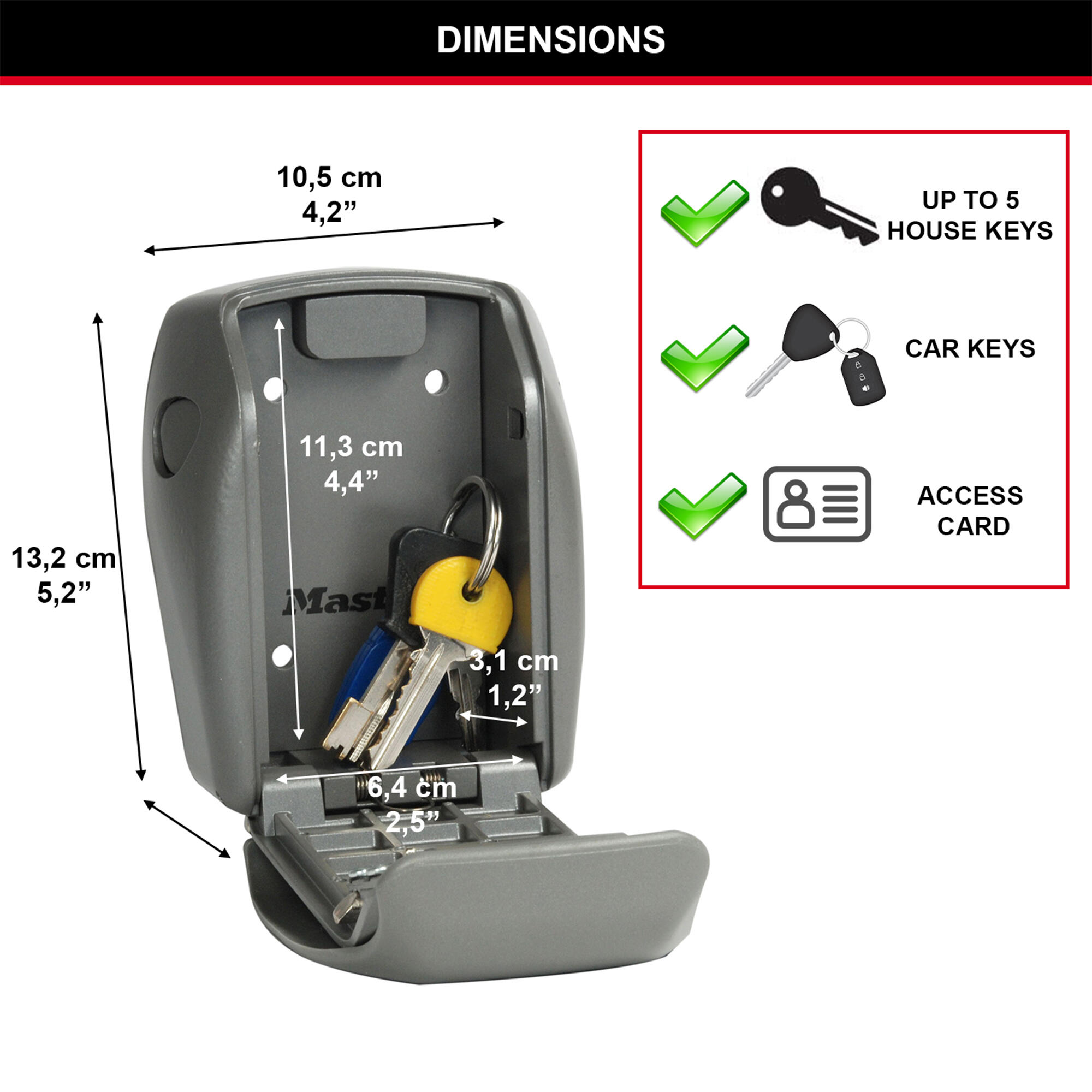 Mini-chaveiro de segurança com combinação Master Lock 5415EURD - 4