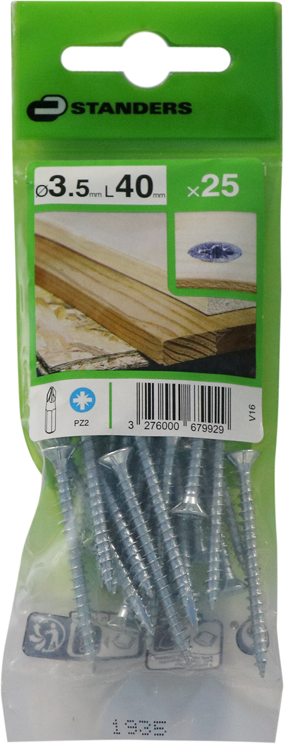 25 Tornillo para madera STANDERS pozidriv con cabeza avellanada, ø 3.5 x L.35 mm - 4