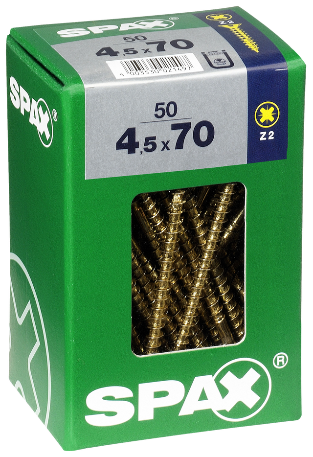 50 Tornillo para madera SPAX pozidriv con cabeza avellanada, ø 4.5 x L. 70 mm