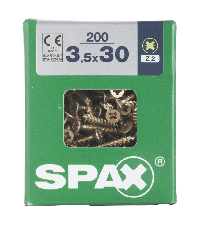 200 Tornillo para madera SPAX pozidriv con cabeza avellanada, ø 3.5 x L. 30 mm