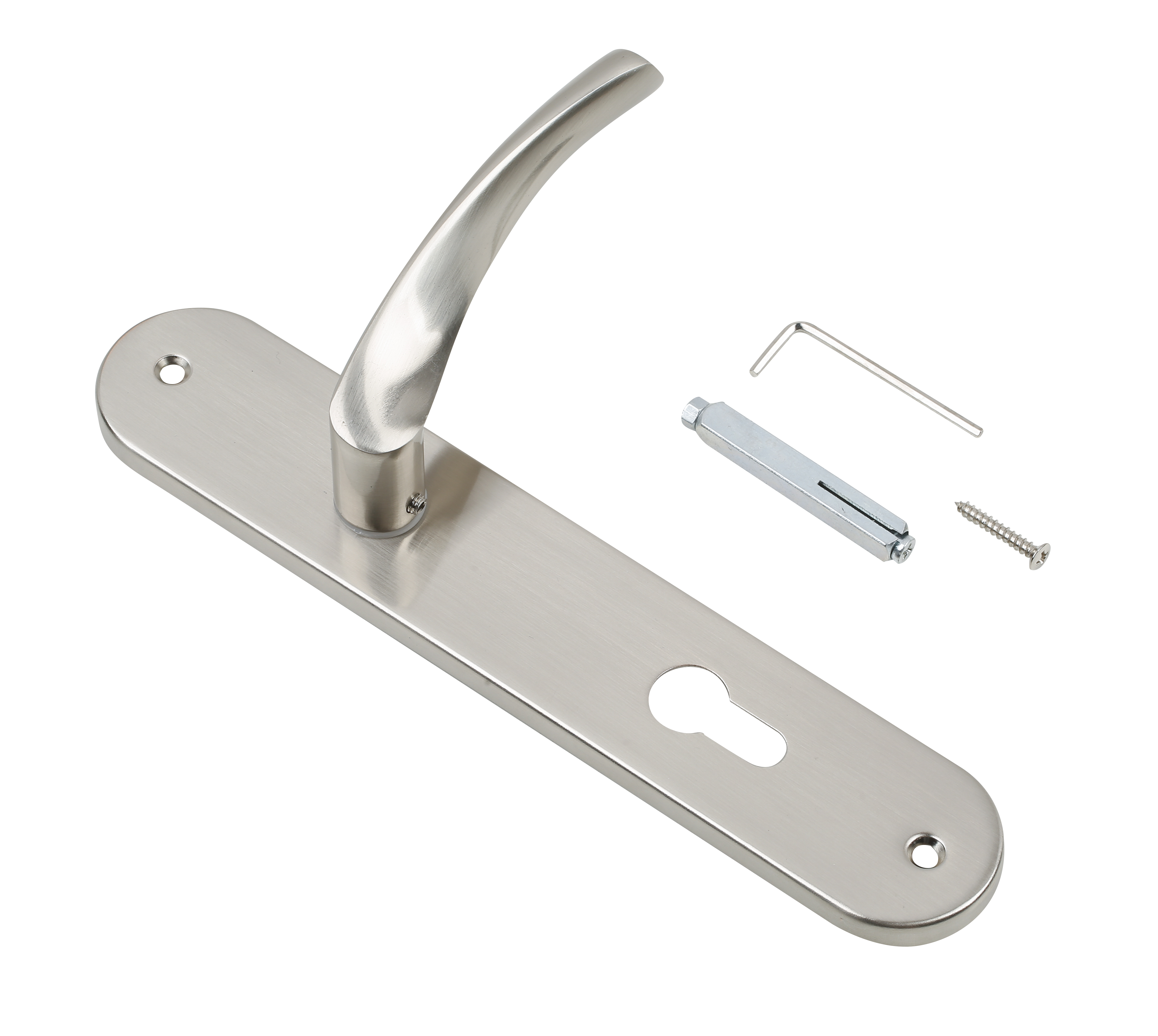 1/2 Juego de manilla con placa de puerta Arosa de aluminio, bocallave a 85mm, mano derecha - 7